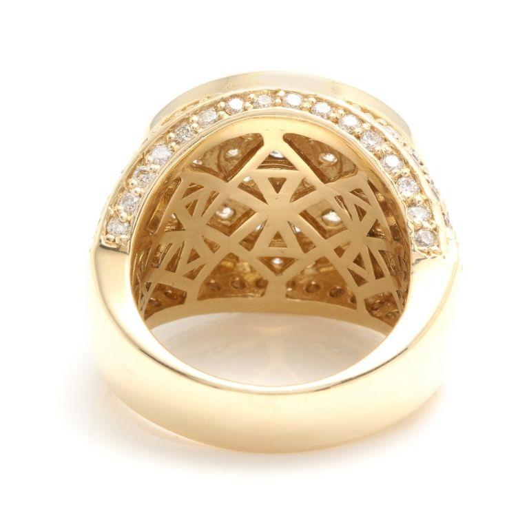 Round Cut Heavy 5.00 Carat Natural Diamond 14 Karat Solid Yellow Gold Men's Ring For Sale