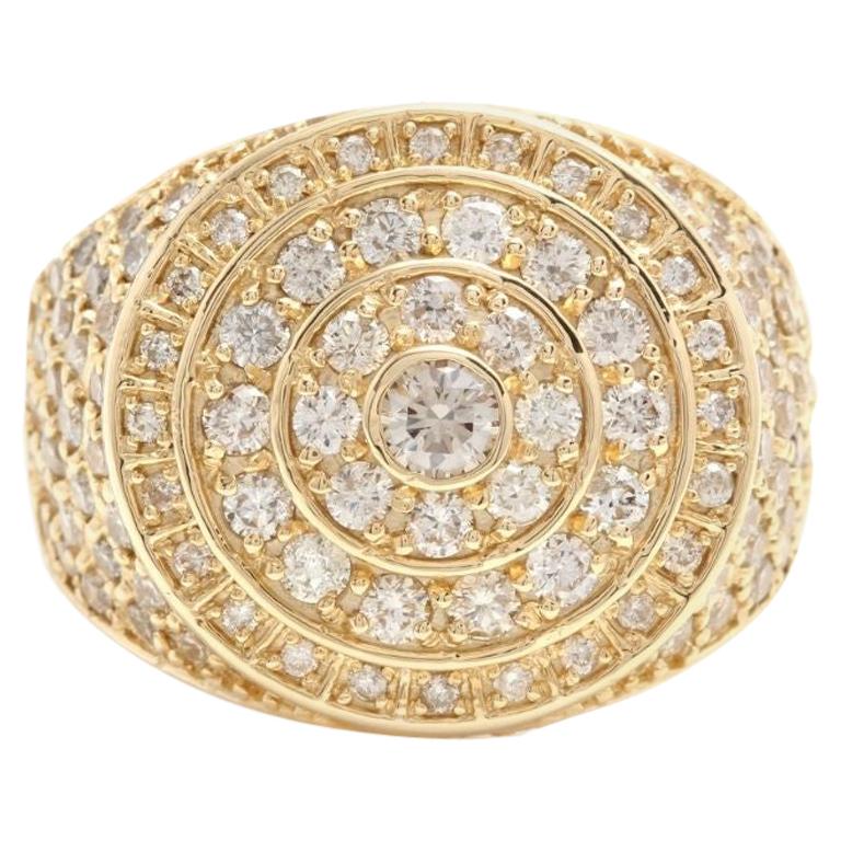 Heavy 5.00 Carat Natural Diamond 14 Karat Solid Yellow Gold Men's Ring For Sale