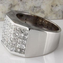 Heavy 5.65 Carat Natural Diamond 14 Karat Solid White Gold Men's Ring
