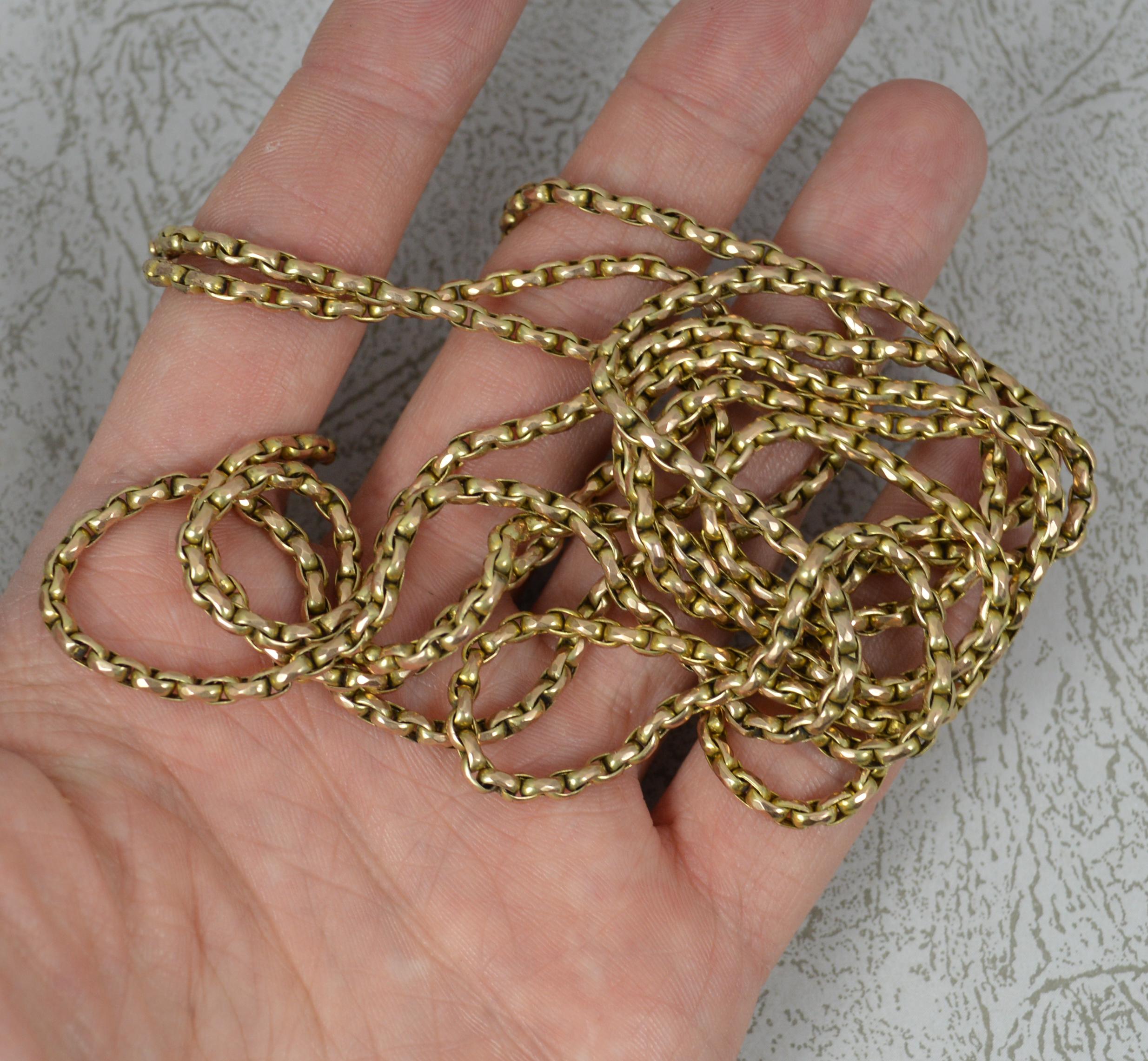 Women's Heavy 9ct Gold Belcher Link Necklace Muff Guard Chain, c1880