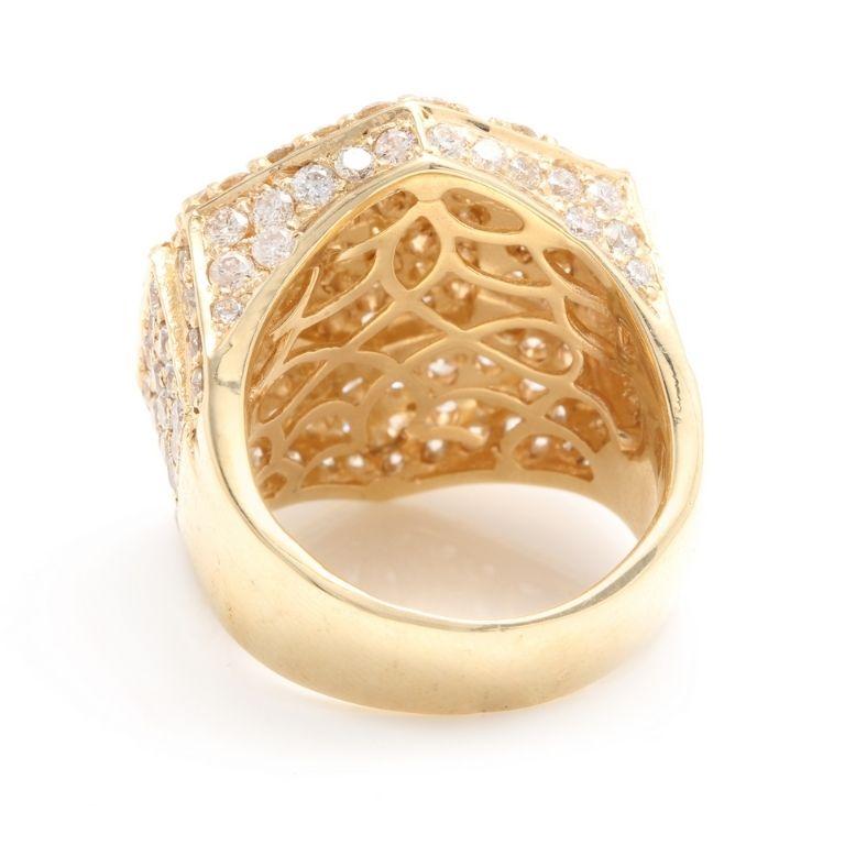 Heavy 5.80 Carat Natural Diamond 14 Karat Solid Yellow Gold Men's Ring In New Condition For Sale In Los Angeles, CA