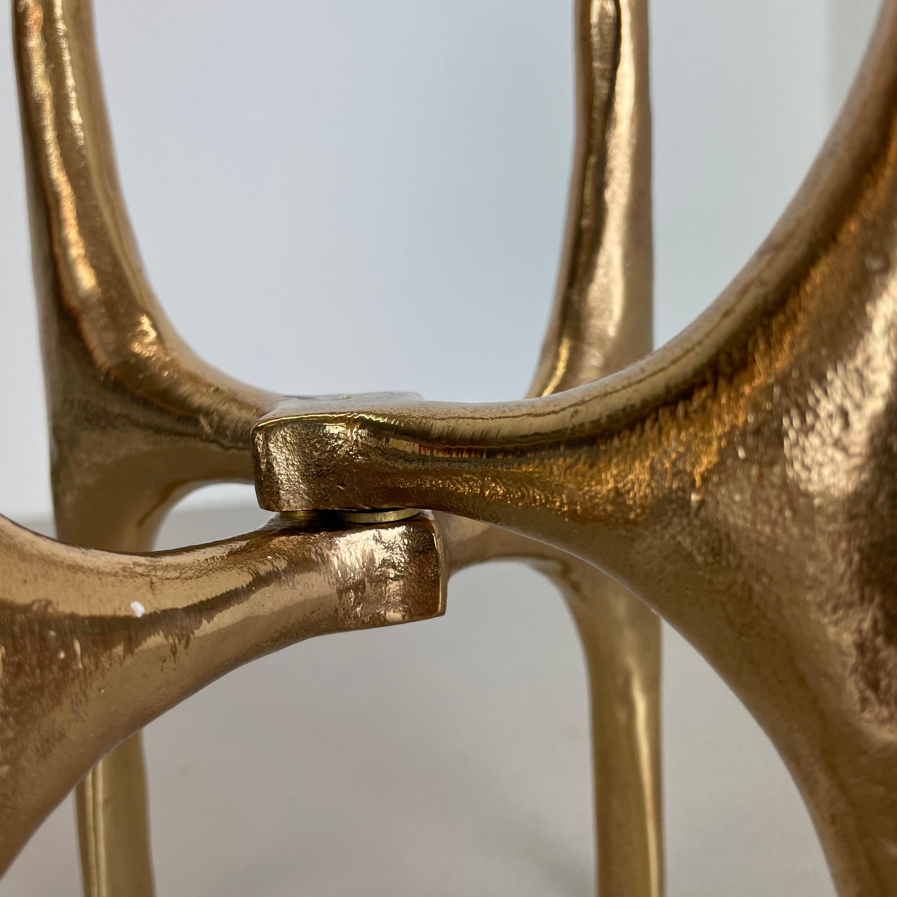 heavy 7kg Modernist Sculptural 44cm Brutalist Bronze Candleholder, France 1970s For Sale 3