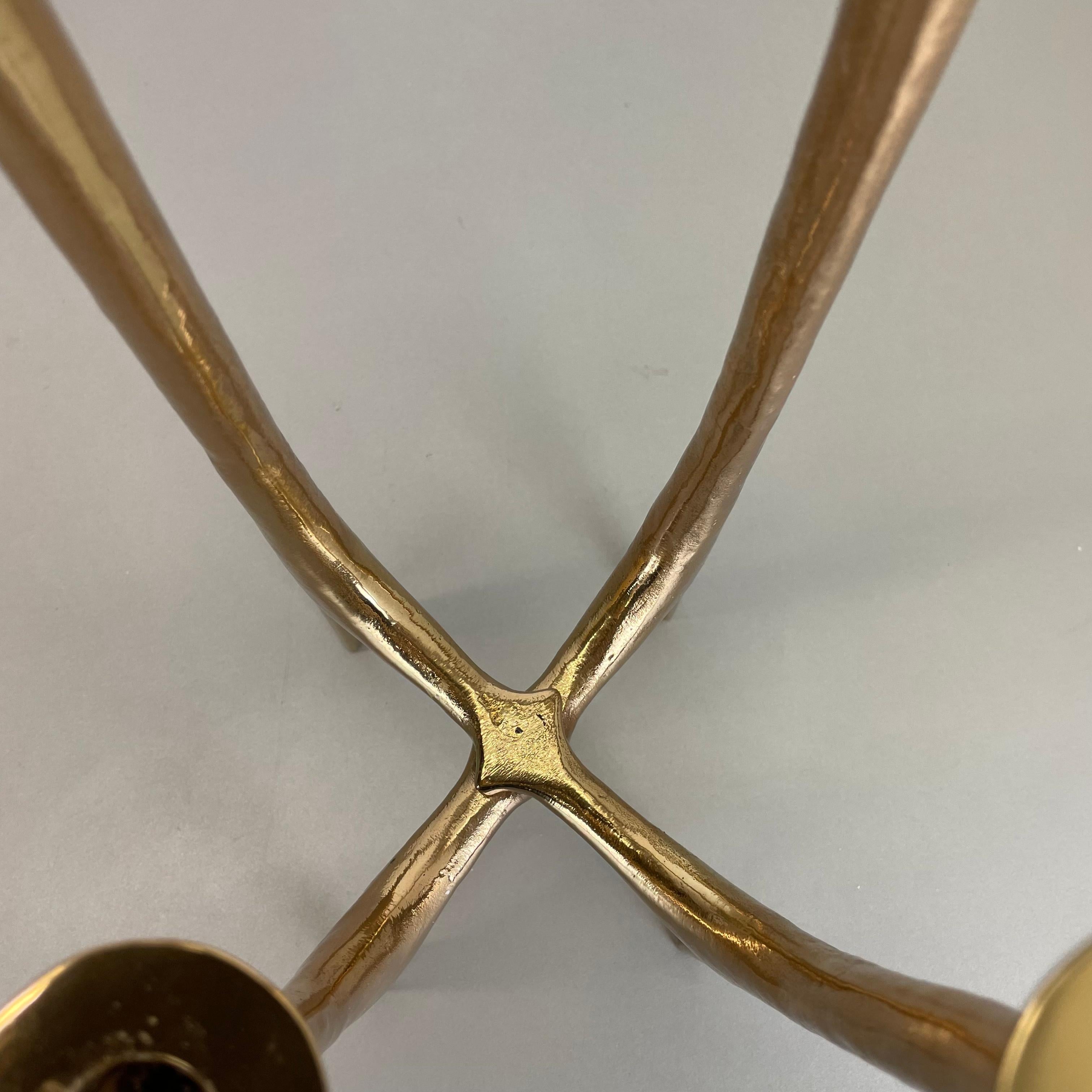 heavy 7kg Modernist Sculptural 44cm Brutalist Bronze Candleholder, France 1970s For Sale 7