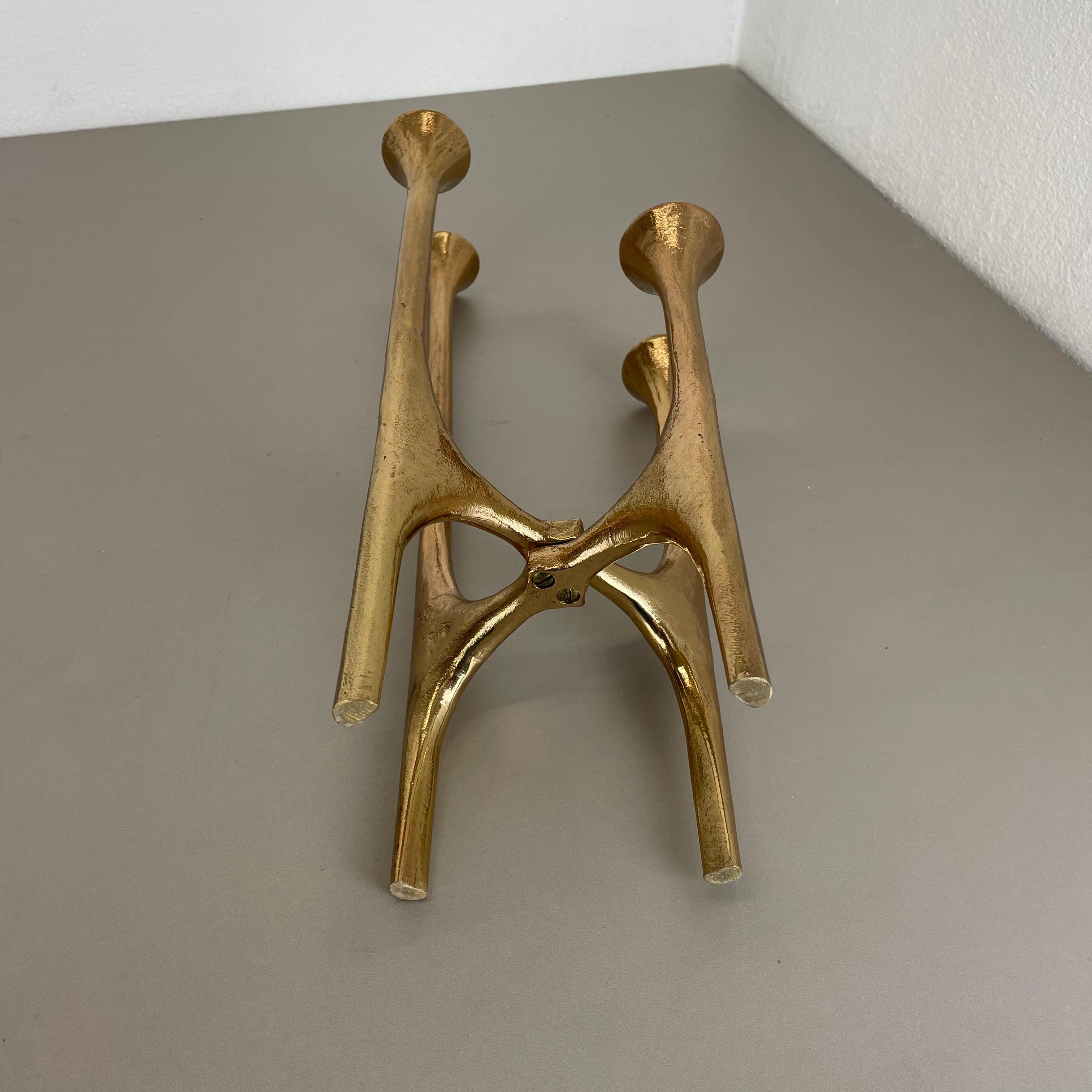 heavy 7kg Modernist Sculptural 44cm Brutalist Bronze Candleholder, France 1970s For Sale 9
