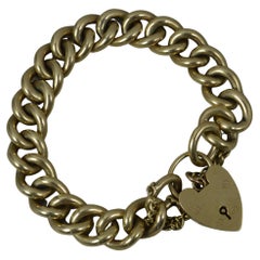 Heavy 9 Carat Gold Curb Bracelet and Padlock Clasp