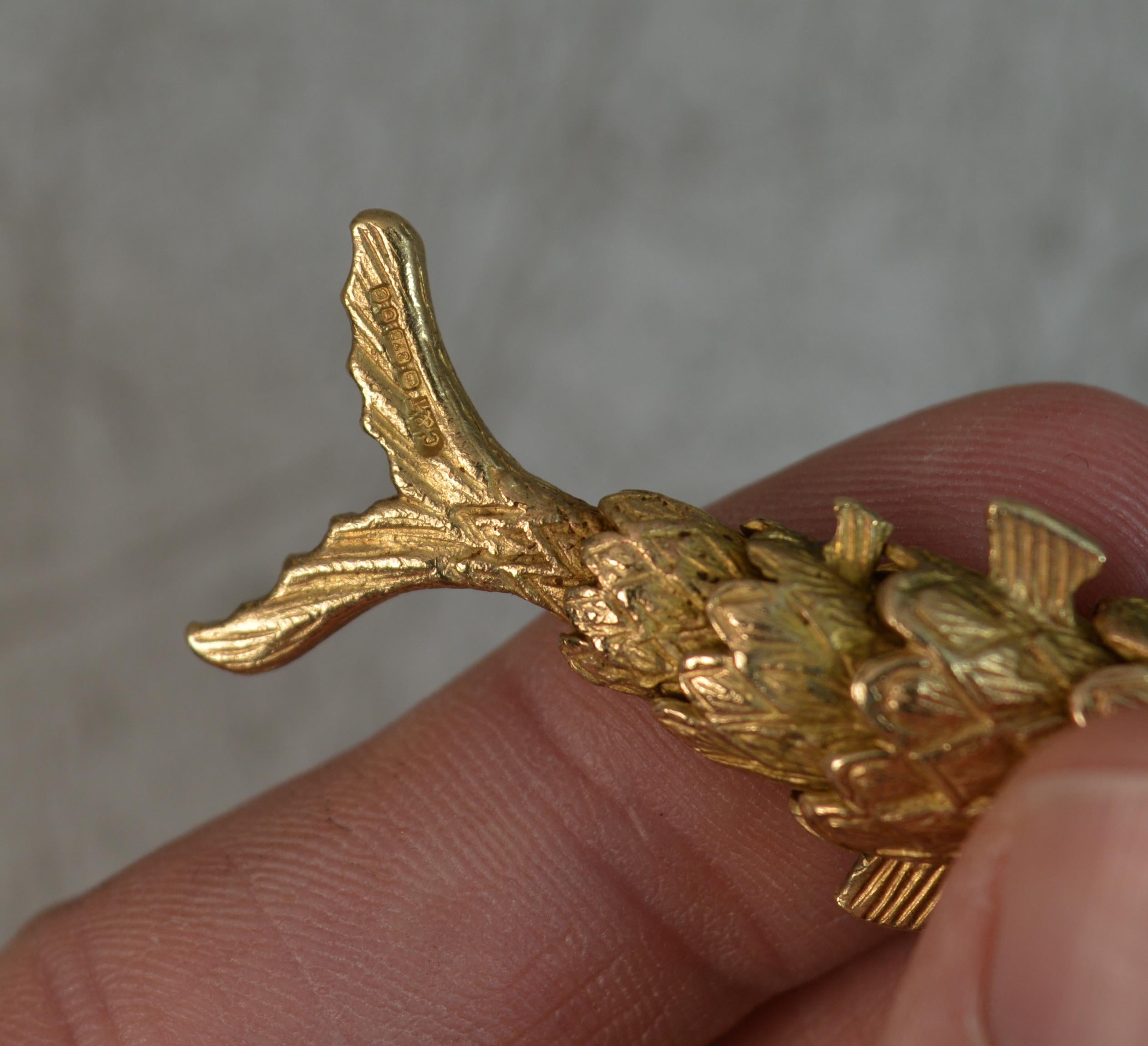 Heavy 9 Carat Yellow Gold Articulated Fish Pendant 1