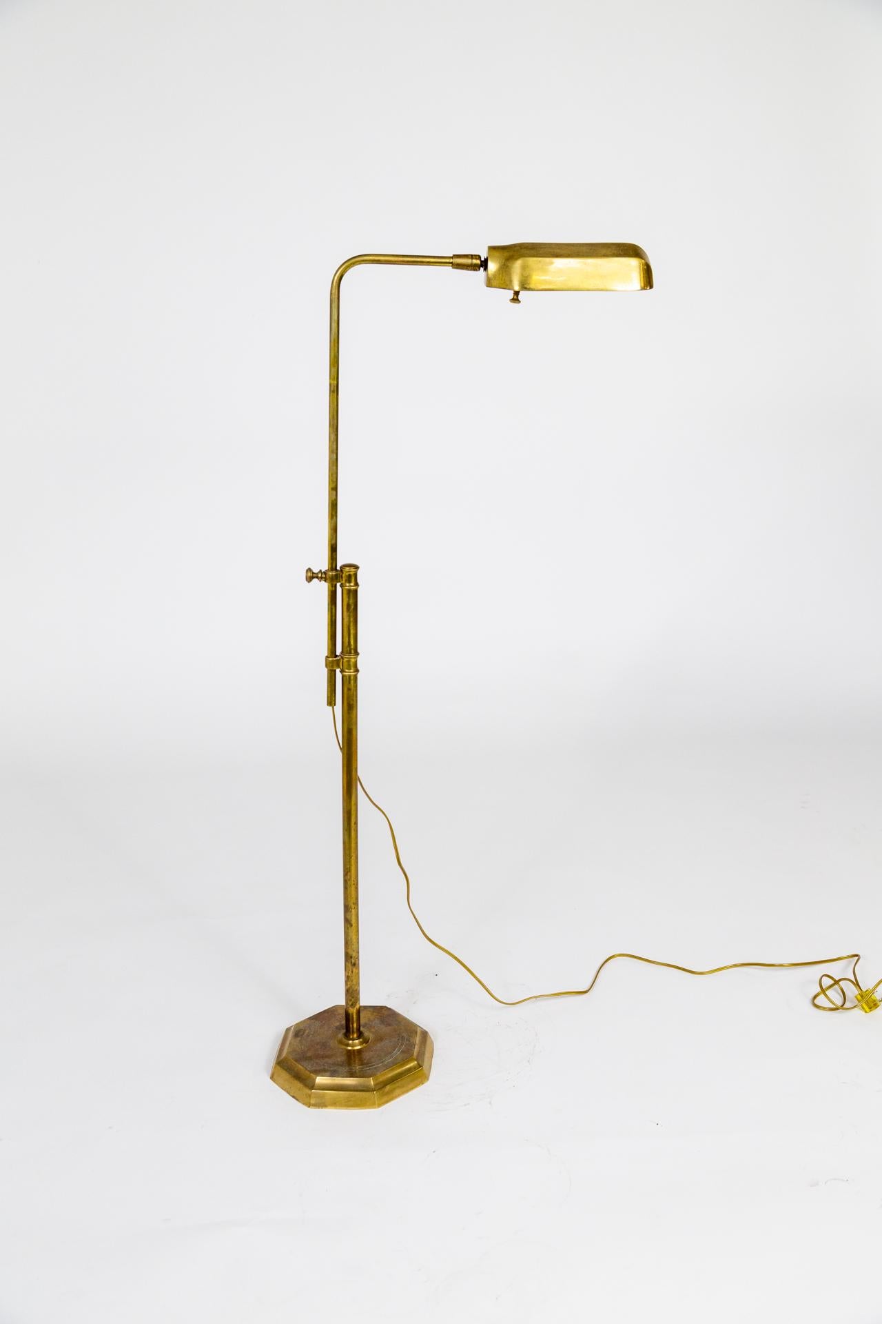 Heavy Adjustable Brass Pharmacy Floor Lamp  For Sale 5