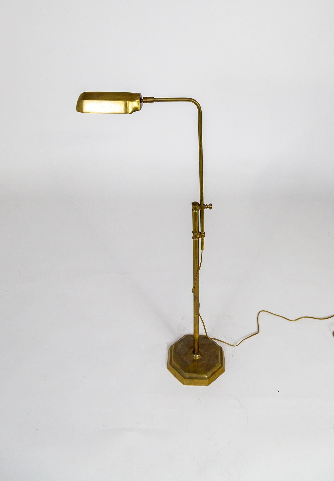 Heavy Adjustable Brass Pharmacy Floor Lamp  For Sale 7