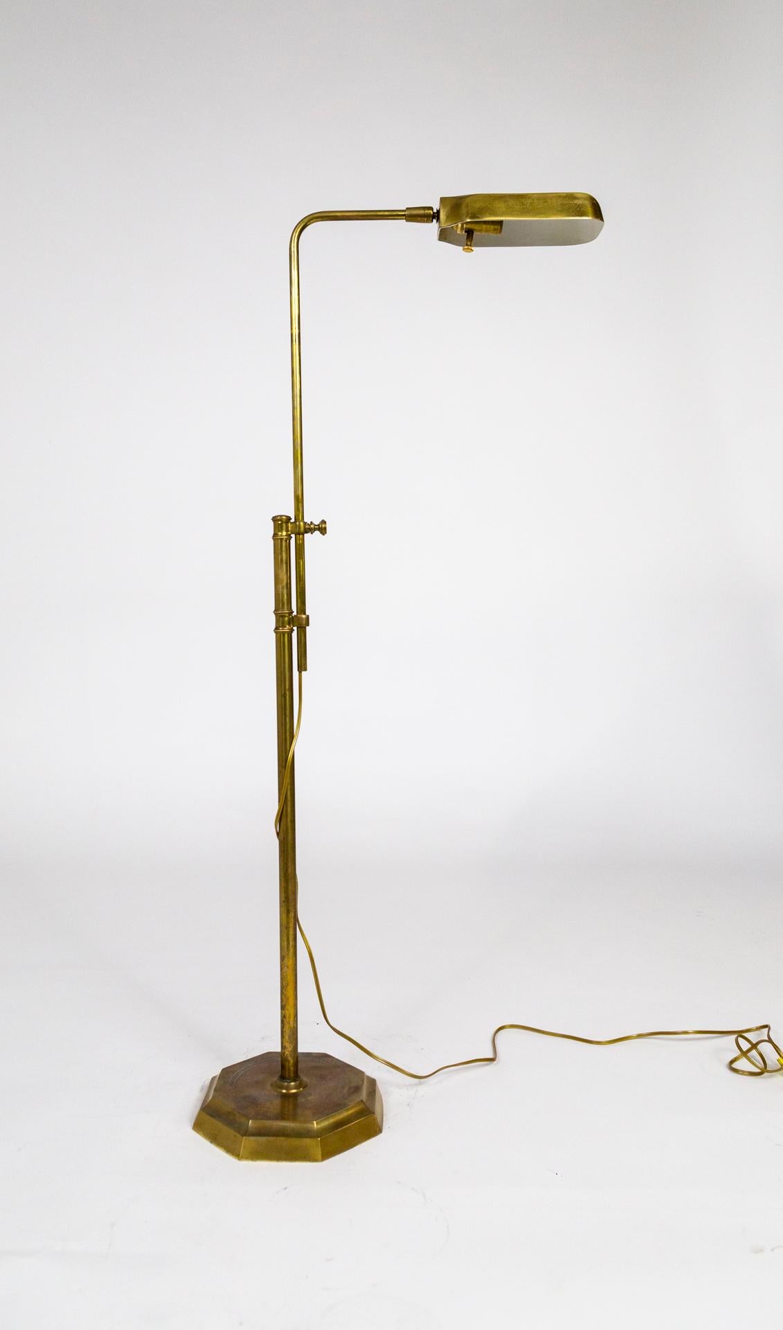 Heavy Adjustable Brass Pharmacy Floor Lamp  For Sale 8