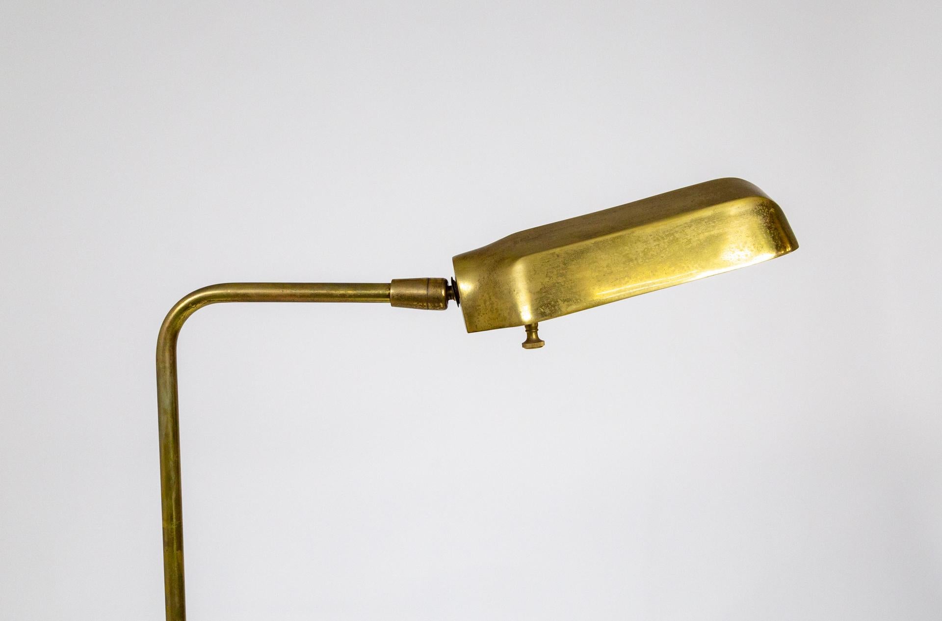 Heavy Adjustable Brass Pharmacy Floor Lamp  For Sale 2