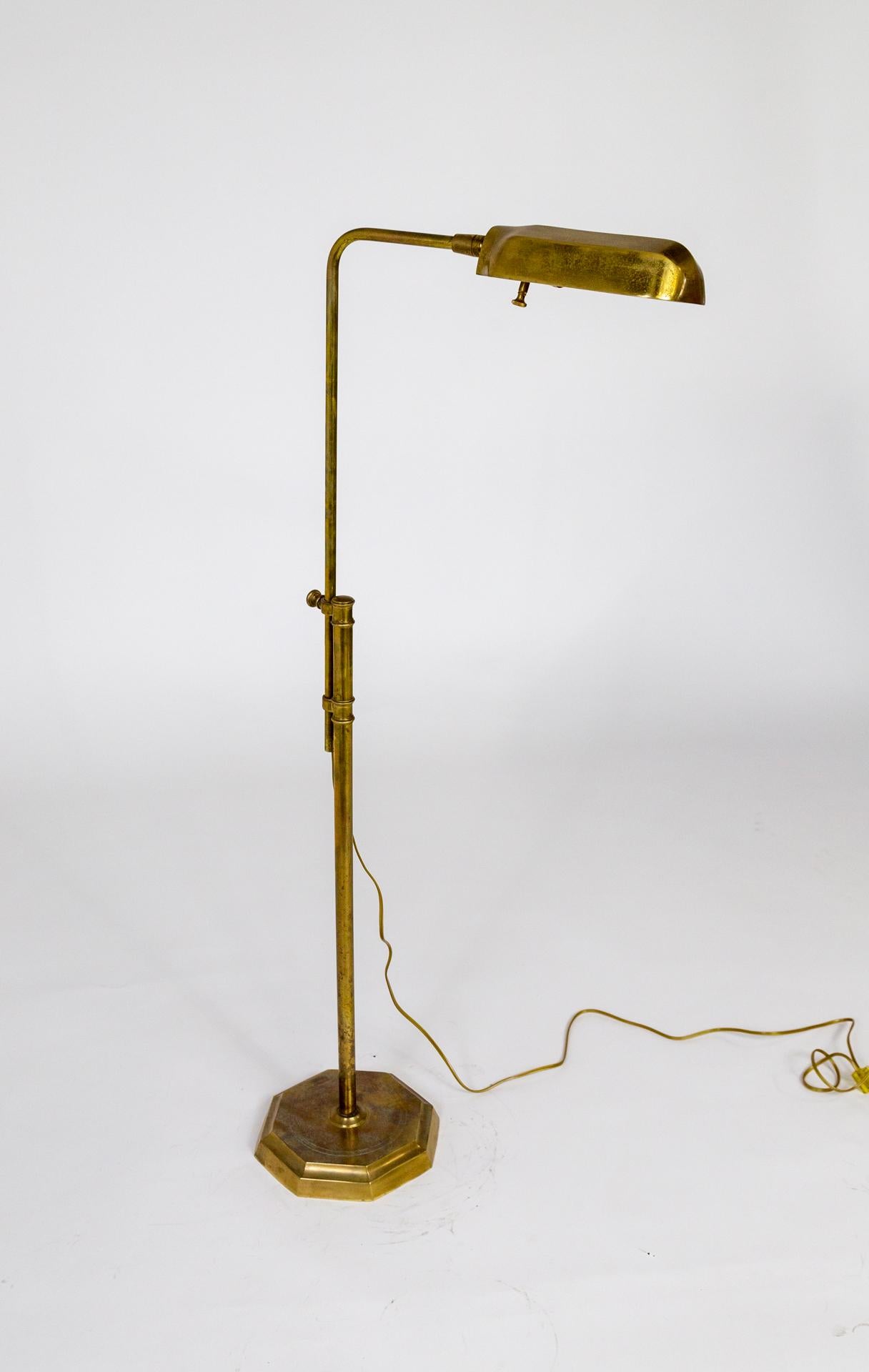 Heavy Adjustable Brass Pharmacy Floor Lamp  For Sale 4