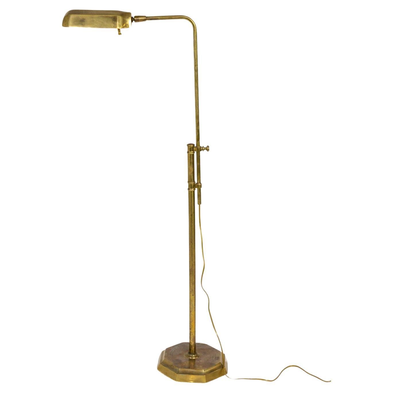 Heavy Adjustable Brass Pharmacy Floor Lamp 