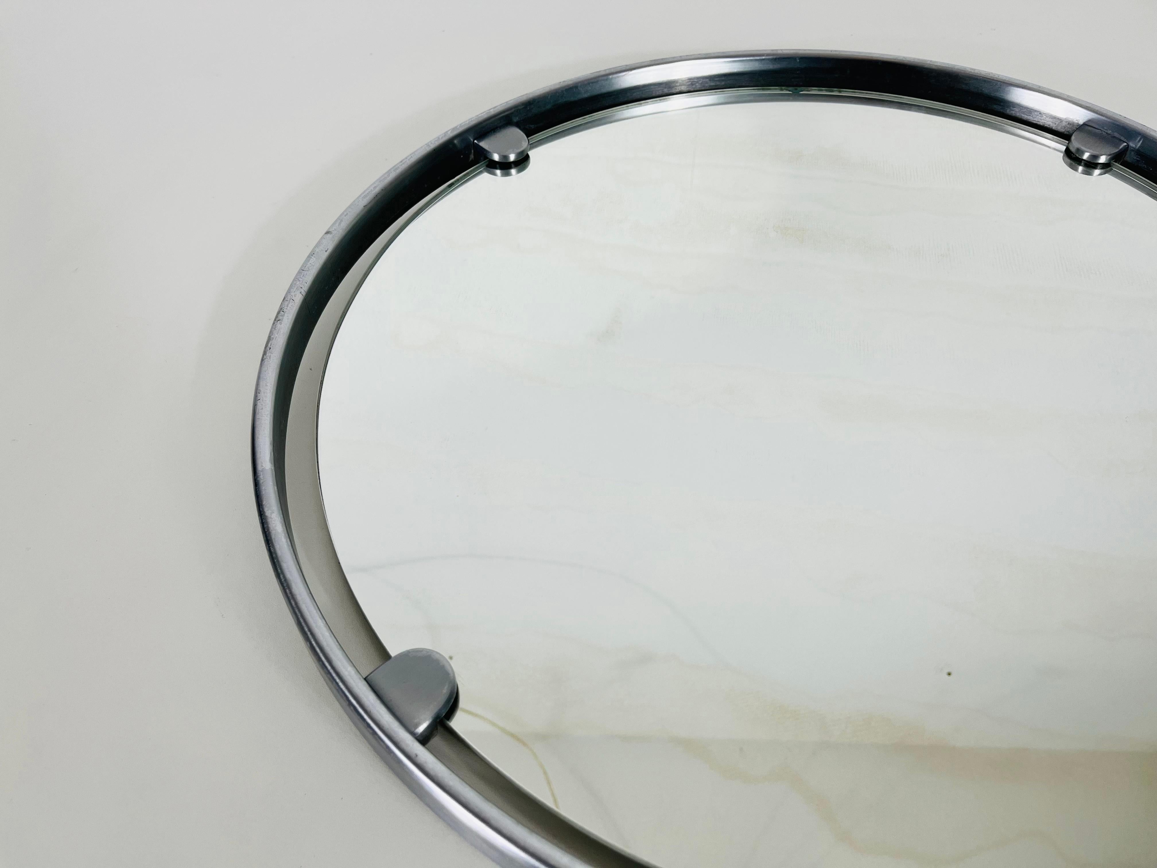 Heavy Aluminium Mirror by Hillebrand, Germany, 1960s In Good Condition For Sale In Hagenbach, DE