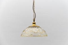 Heavy amber-colored embossed glass lamp by Peill & Putzler, 1960s, Germany