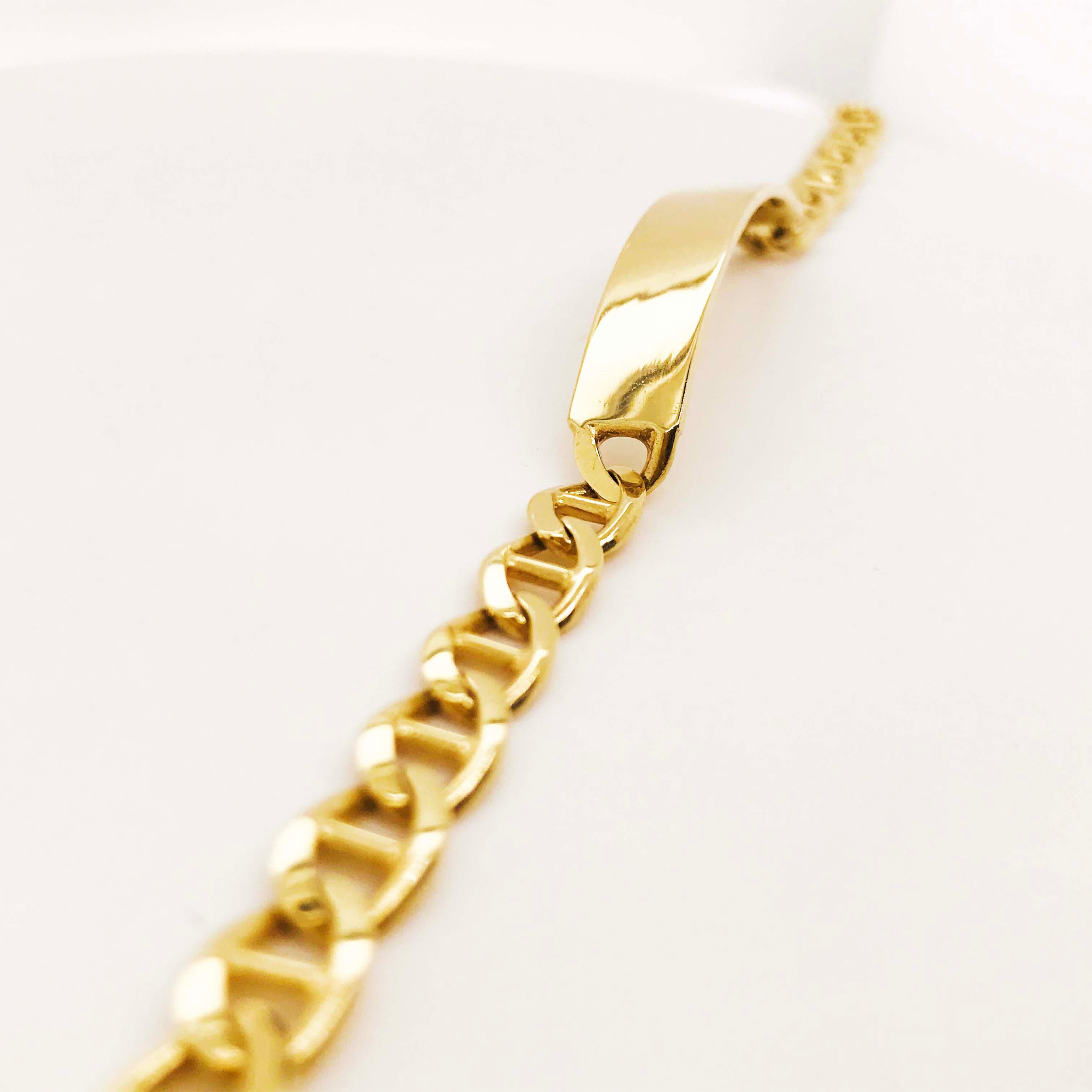 Engravable ID Bracelet in 14 kt Gold with Anchor Link Chain for Men or LG Woman 3
