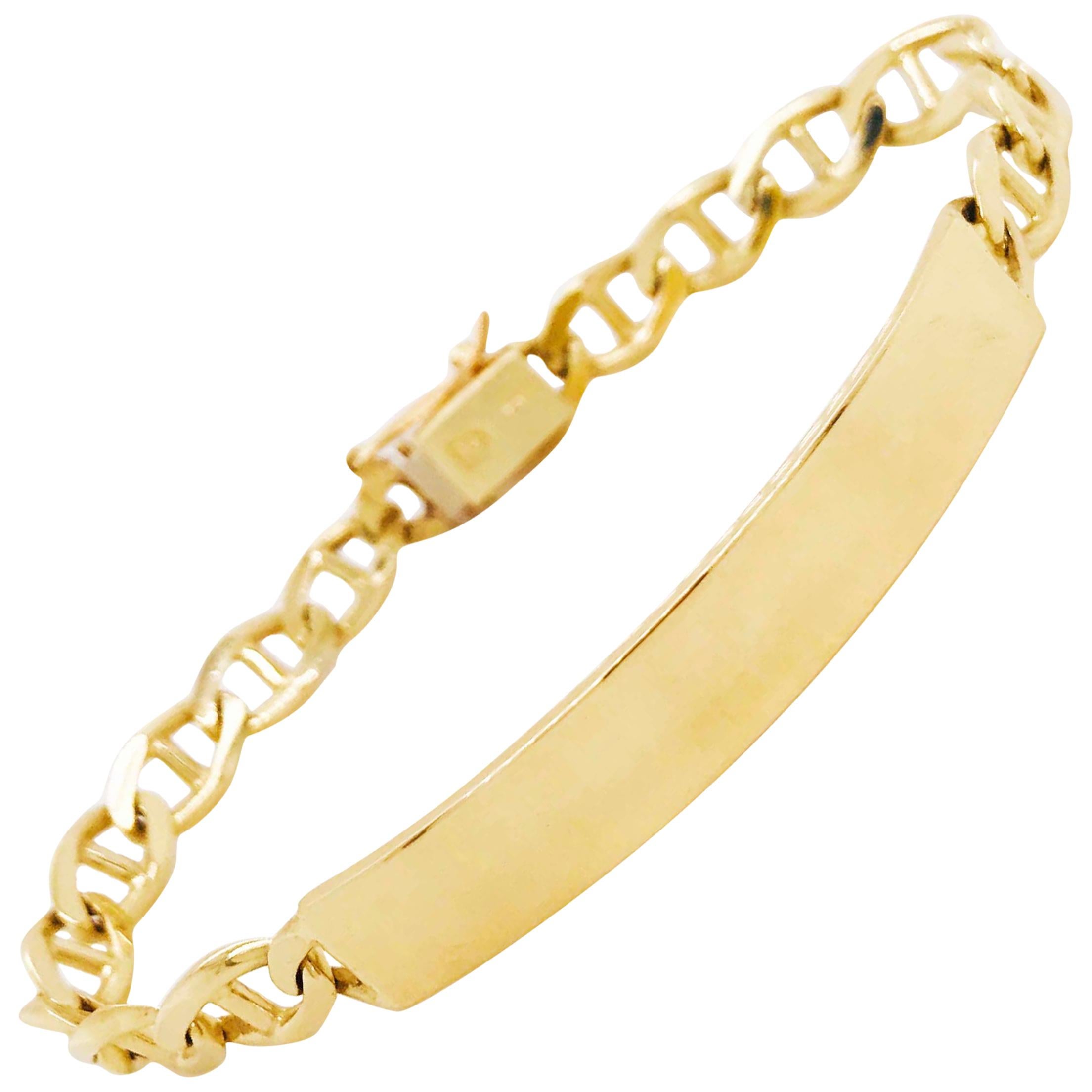 Youth Adult Lengths Customized 5mm Wide Anchor Chain Bracelet Jewellery Bracelets ID & Medical Bracelets Personally Engraved Solid 14K Yellow Gold ID Bracelet Made in USA 