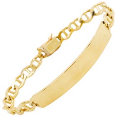 Engravable ID Bracelet in 14 kt Gold with Anchor Link Chain for Men or LG Woman