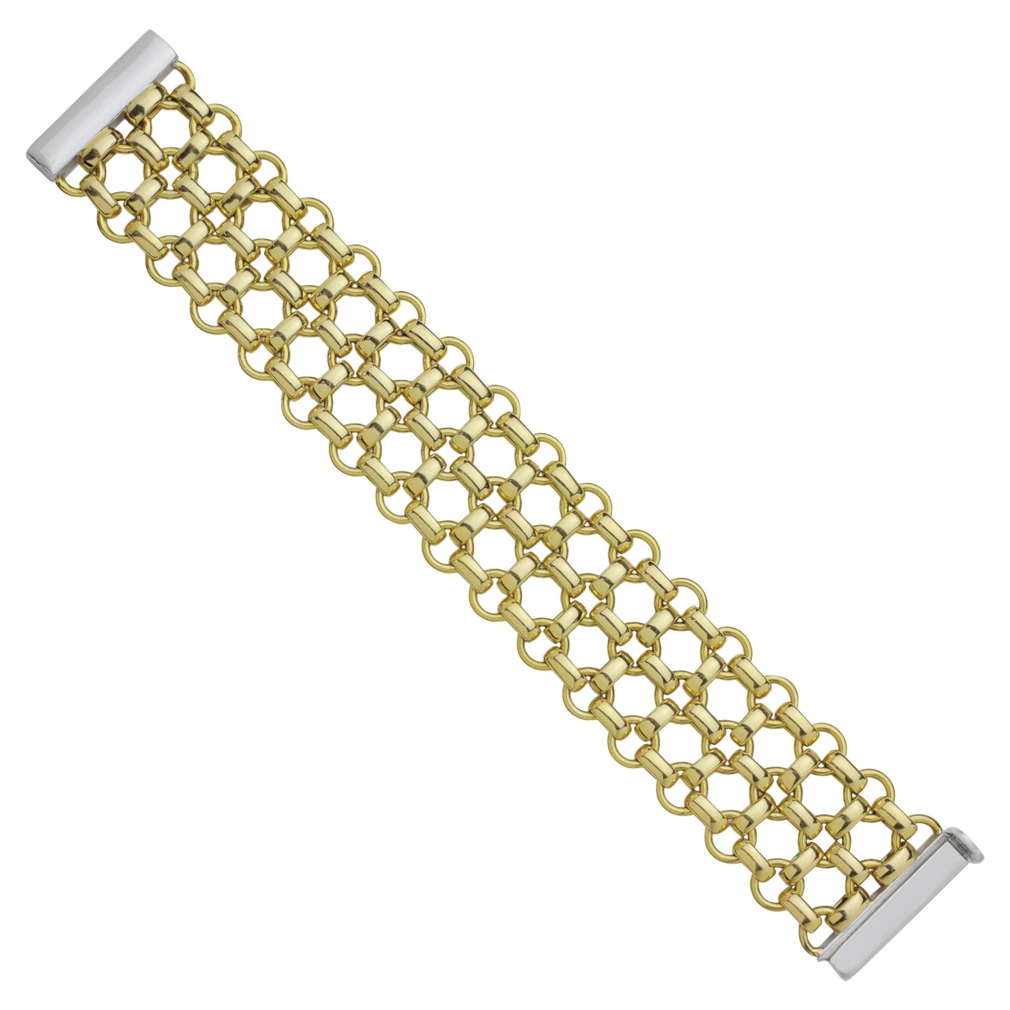 Heavy and Bold 18 Karat Gold Fancy Link Bracelet For Sale