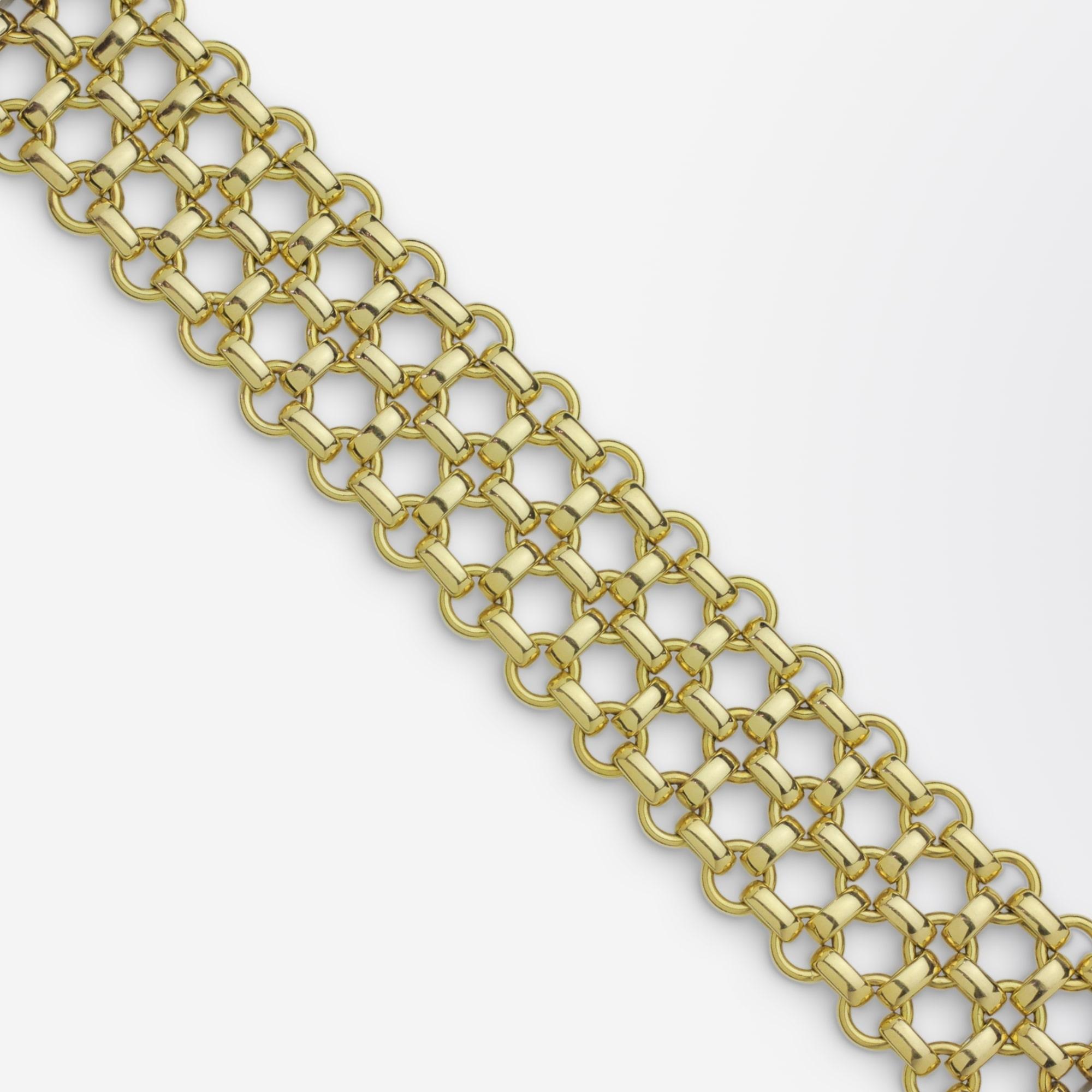 Moderniste Bracelet à maillons fantaisie en or 18 carats, lourd et audacieux en vente