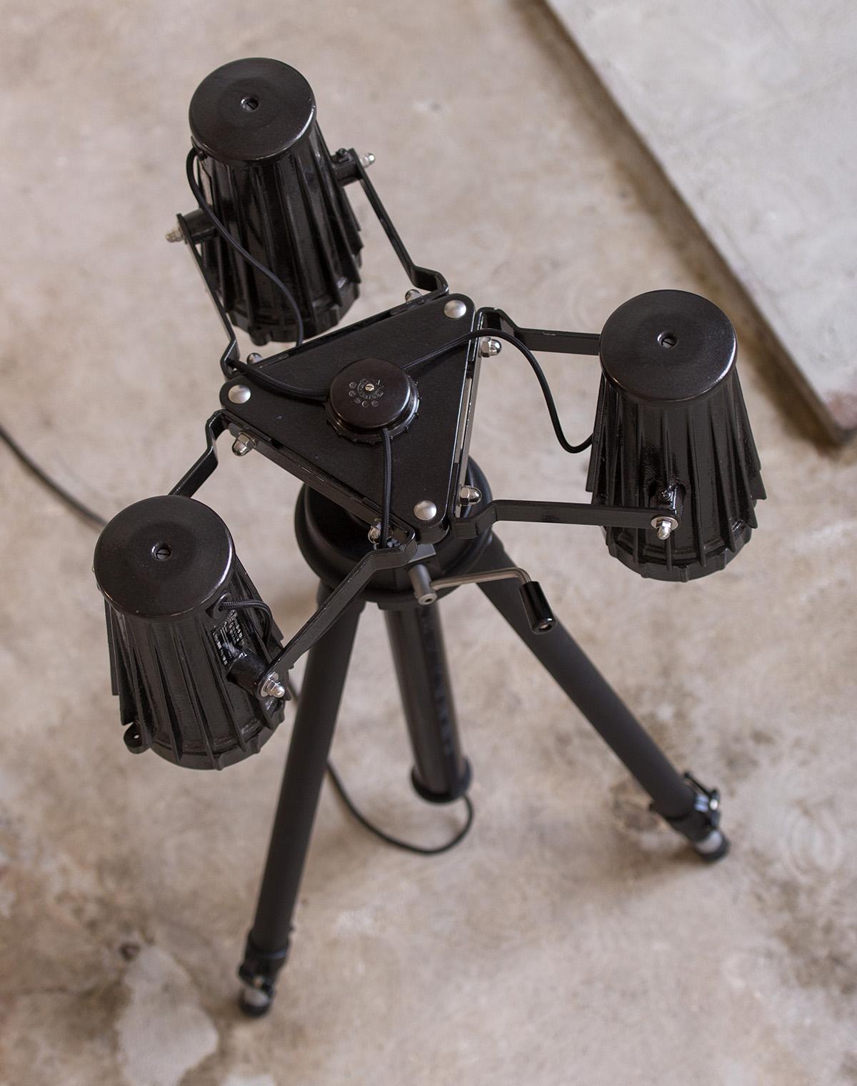 Metal Heavy and Large Tripod Lamp For Sale