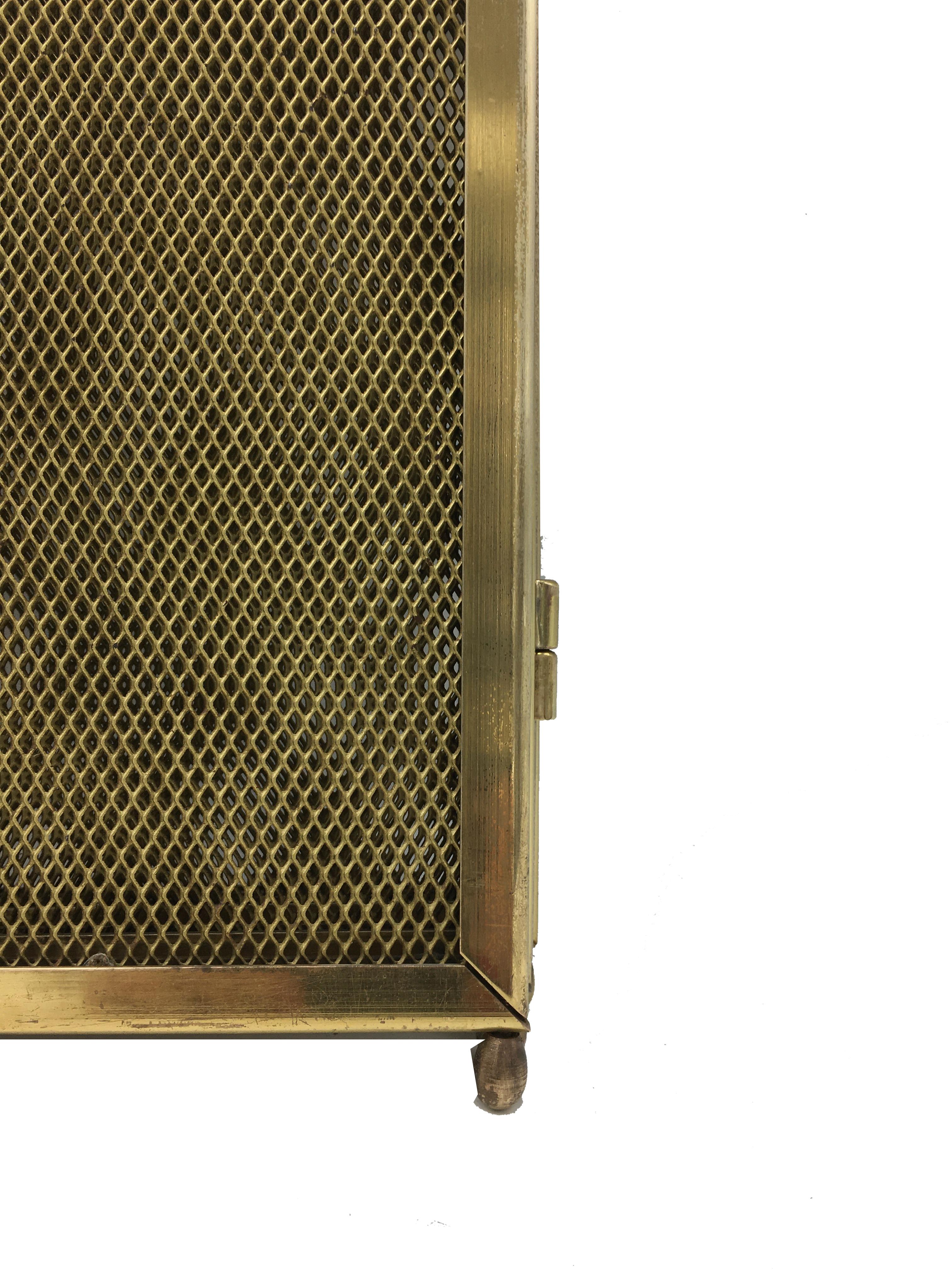 Solid Brass Fireplace Screen, 1960s In Good Condition In Naples, IT