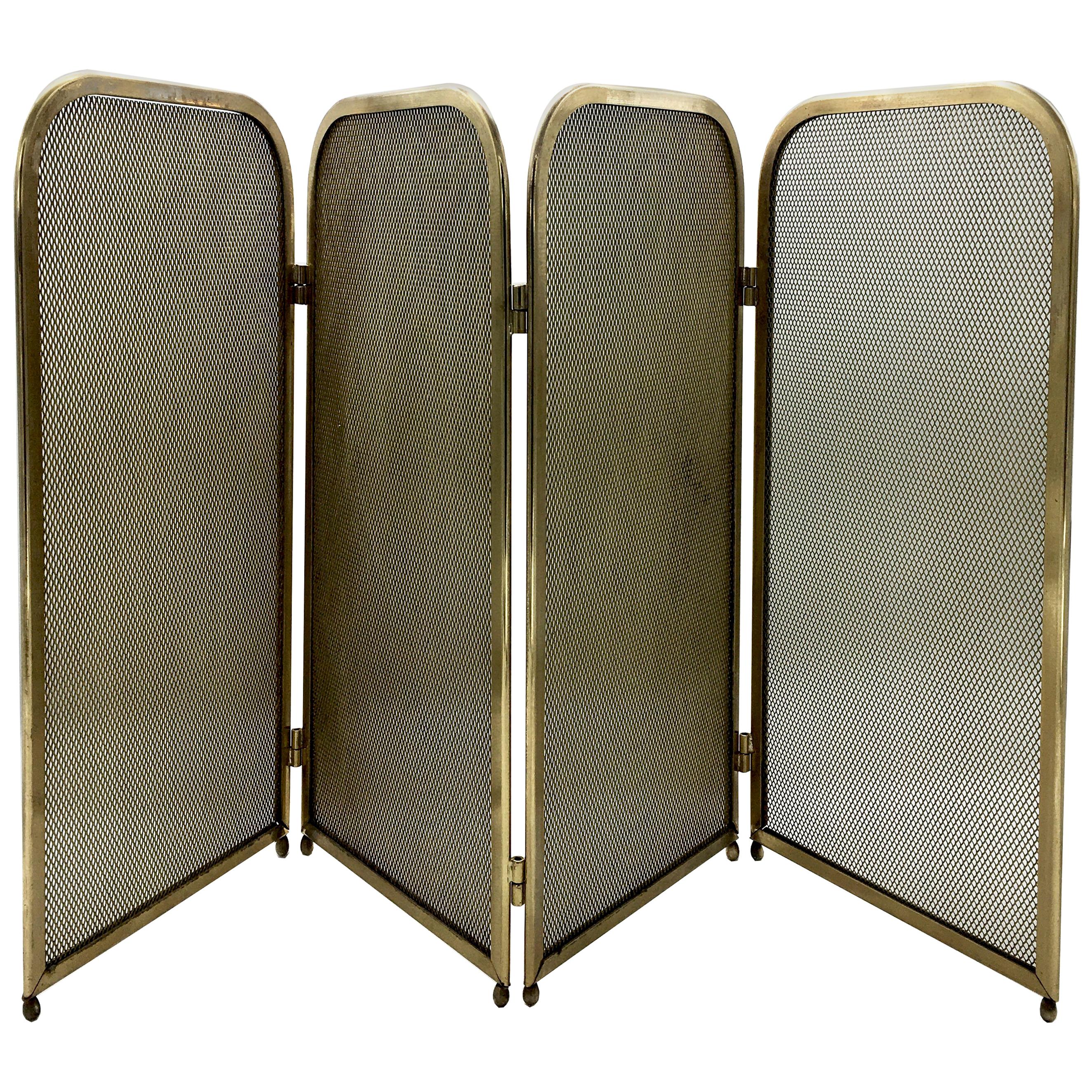 Solid Brass Fireplace Screen, 1960s