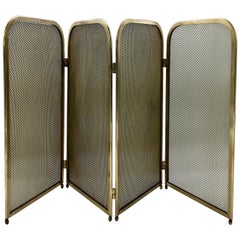 Vintage Solid Brass Fireplace Screen, 1960s