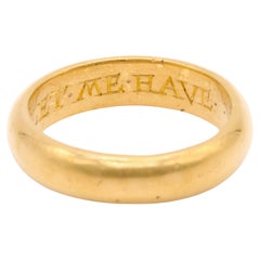 Heavy Antique 17th Century 22K Gold “As I Crave So Let Me Have” Posy Band Ring