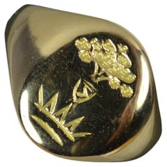 Heavy Antique 18ct Gold Intaglio Signet Seal Ring