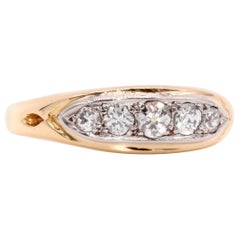 Heavy Antique 18K Yellow Gold & Platinum 0.33ctw Old Cut Diamond 5 Stone Ring