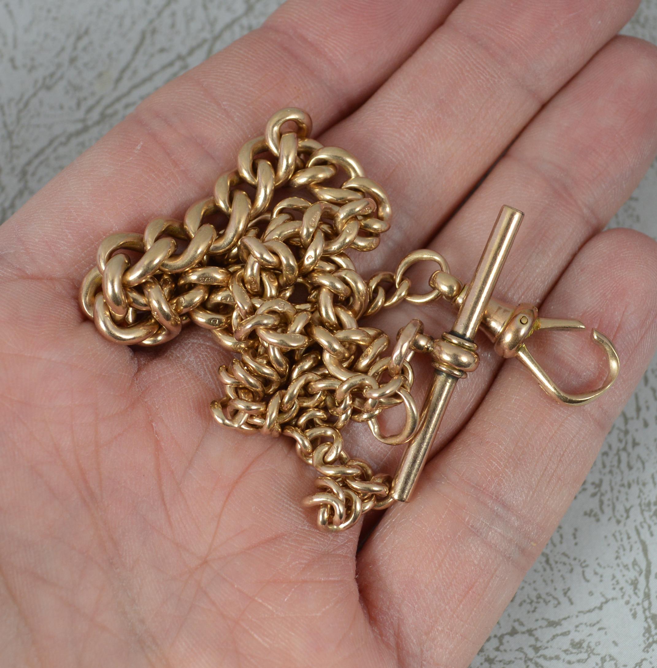 Edwardian Heavy Antique 9 Carat Rose Gold Graduated Albert Pocket Watch Chain