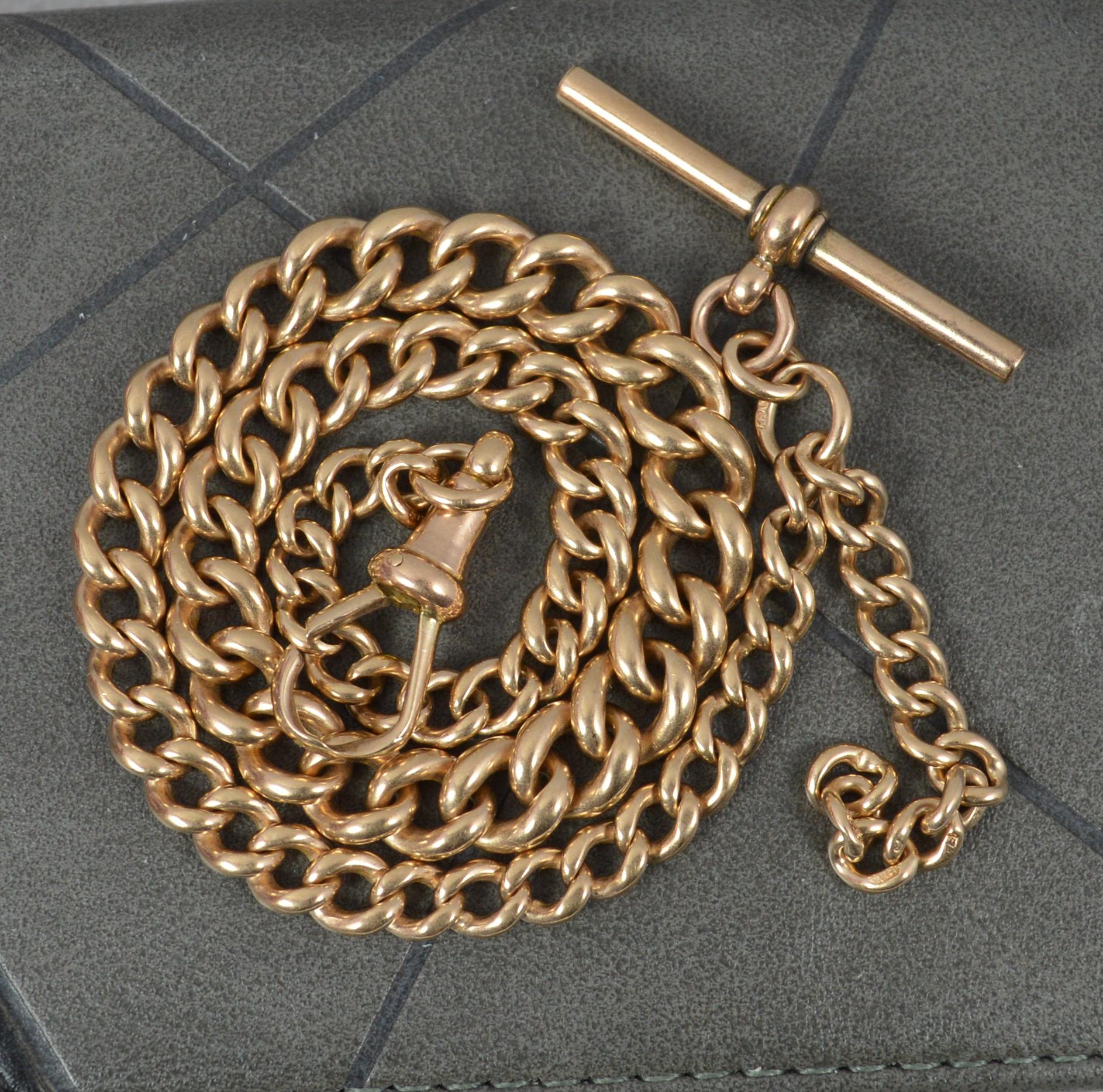 Women's or Men's Heavy Antique 9 Carat Rose Gold Graduated Albert Pocket Watch Chain