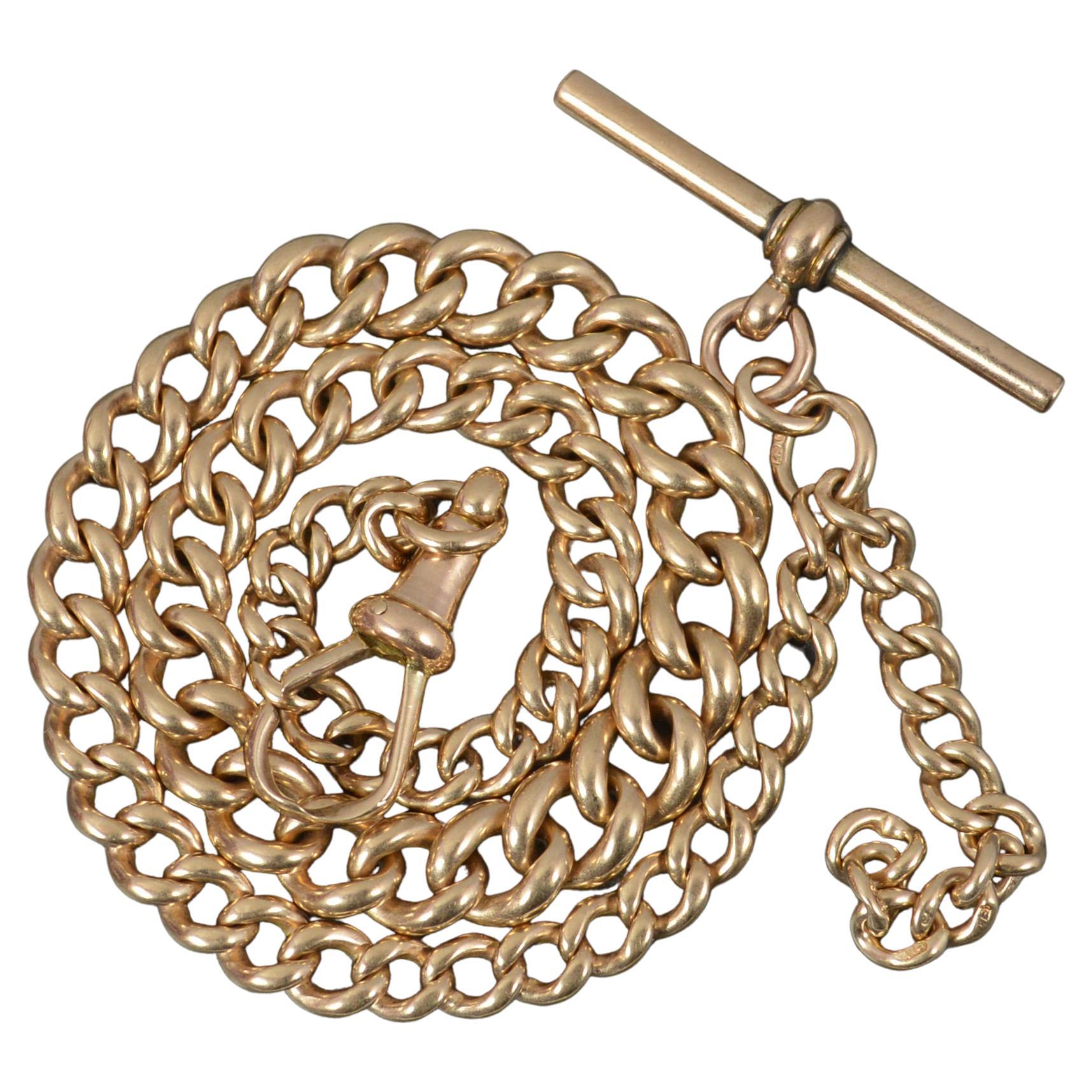 Heavy Antique 9 Carat Rose Gold Graduated Albert Pocket Watch Chain