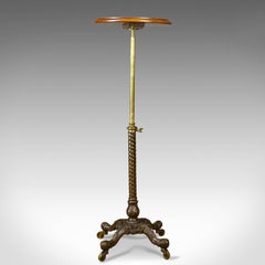 Table ajustable ancienne lourde:: support de plante victorien:: lampe d'appoint acajou