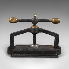 Heavy Antique Book Press, English, Cast Iron, Binding, Flower Pressing, Georgian