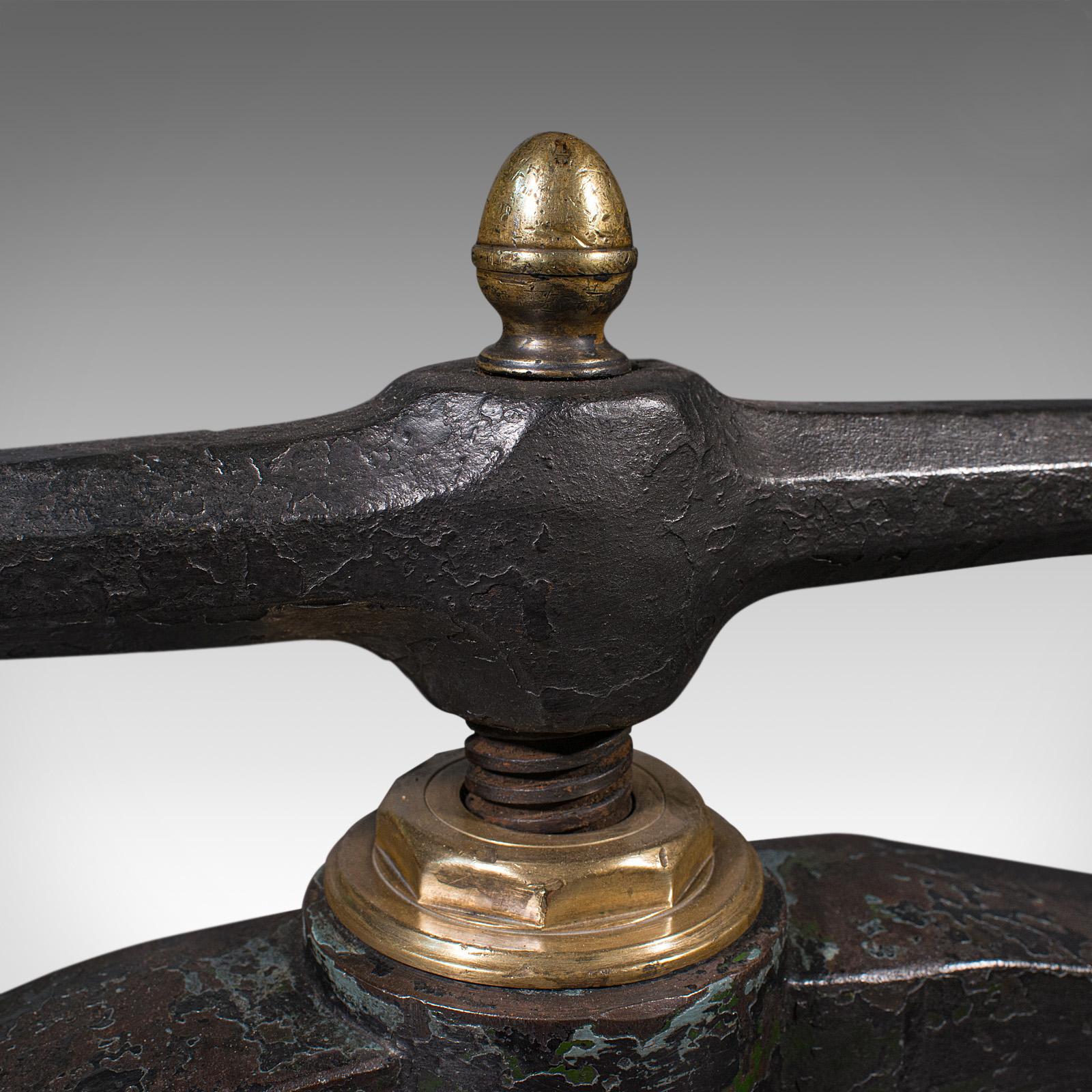 18th Century Heavy Antique Book Press, English, Cast Iron, Binding, Flower Pressing, Georgian