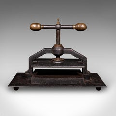 Heavy Antique Book Press, English Cast Iron, Bronze, Industrial Binder, Georgian