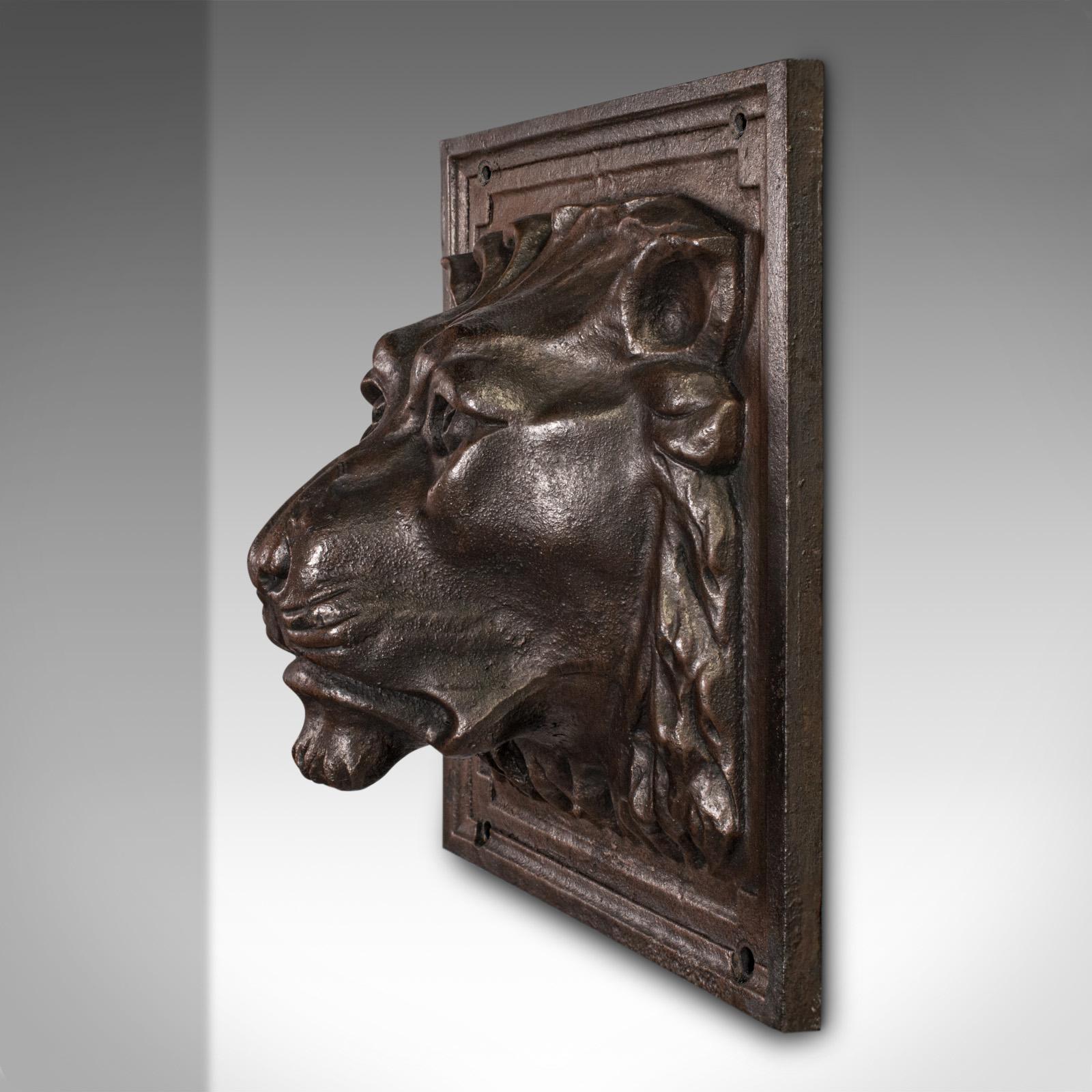 British Heavy Antique Country House Lion Wall Plaque, English, Decor, Relief, Victorian