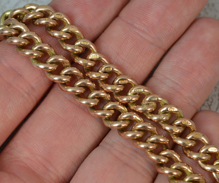 heavy-antique-curb-link-9-carat-rose-gold-long-bracelet-at-1stdibs