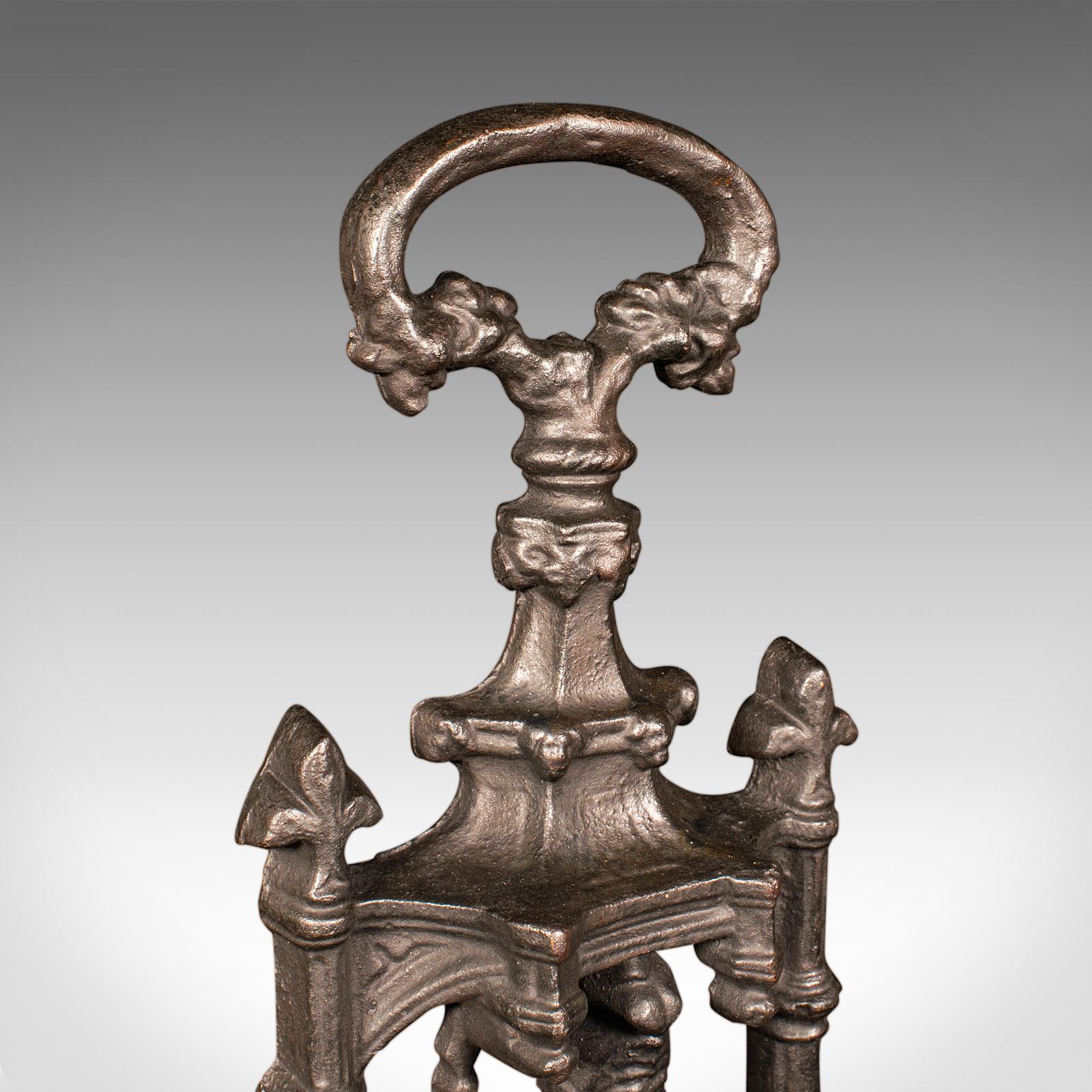 19th Century Heavy Antique Door Sentry, English Cast Iron, Knight Doorstop, Keeper, Victorian For Sale