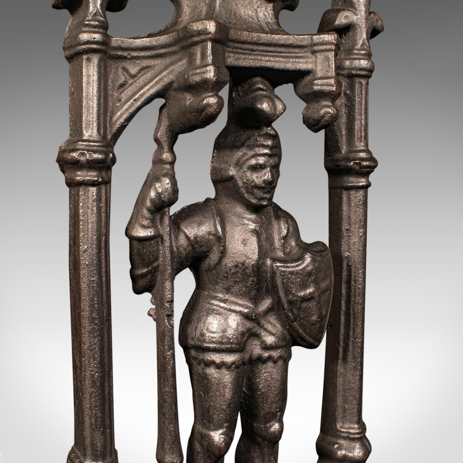 Heavy Antique Door Sentry, English Cast Iron, Knight Doorstop, Keeper, Victorian For Sale 1