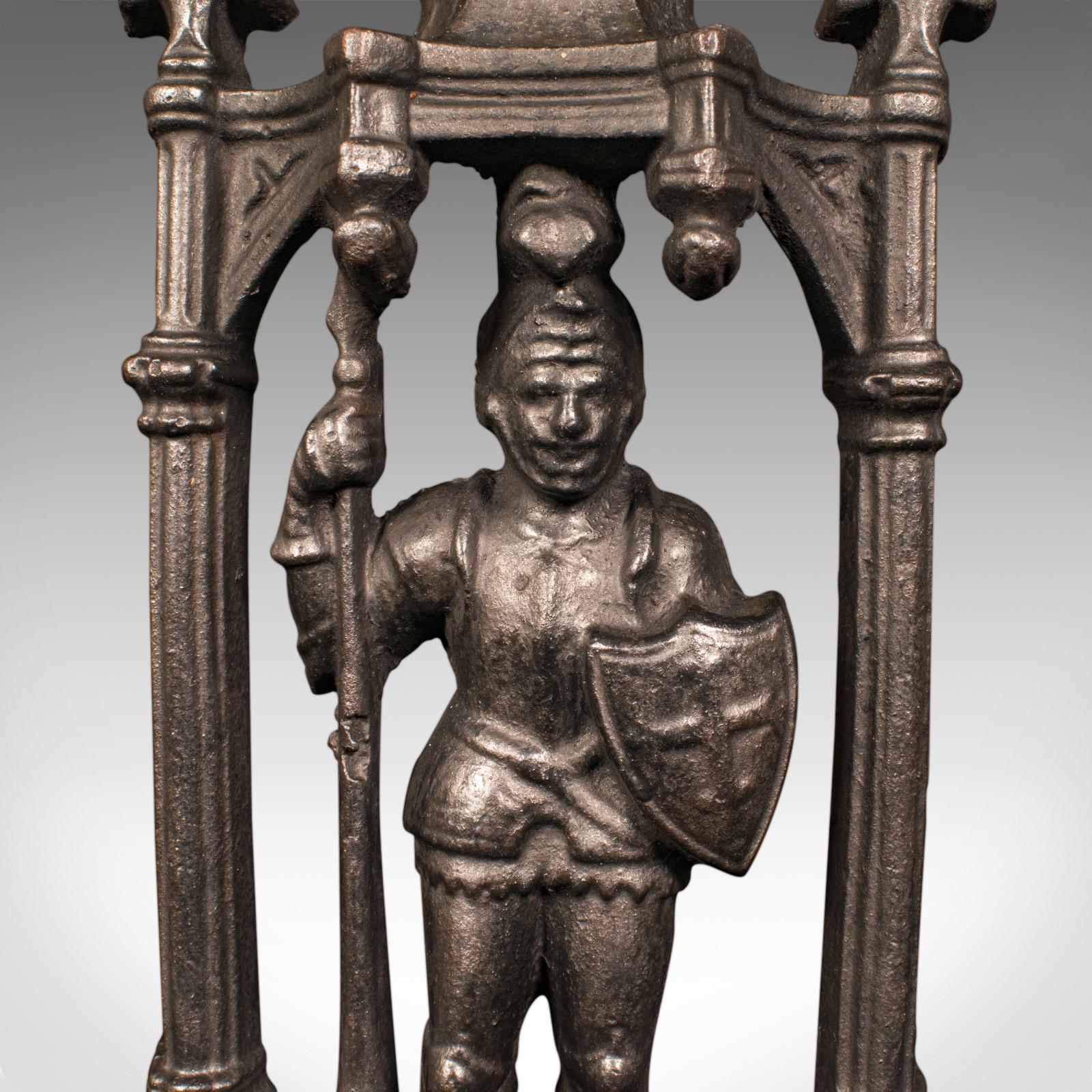 Heavy Antique Door Sentry, English Cast Iron, Knight Doorstop, Keeper, Victorian For Sale 2