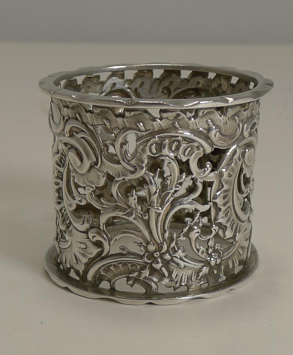 Heavy Antique English Sterling Silver Napkin Ring, 1895 (Spätviktorianisch)