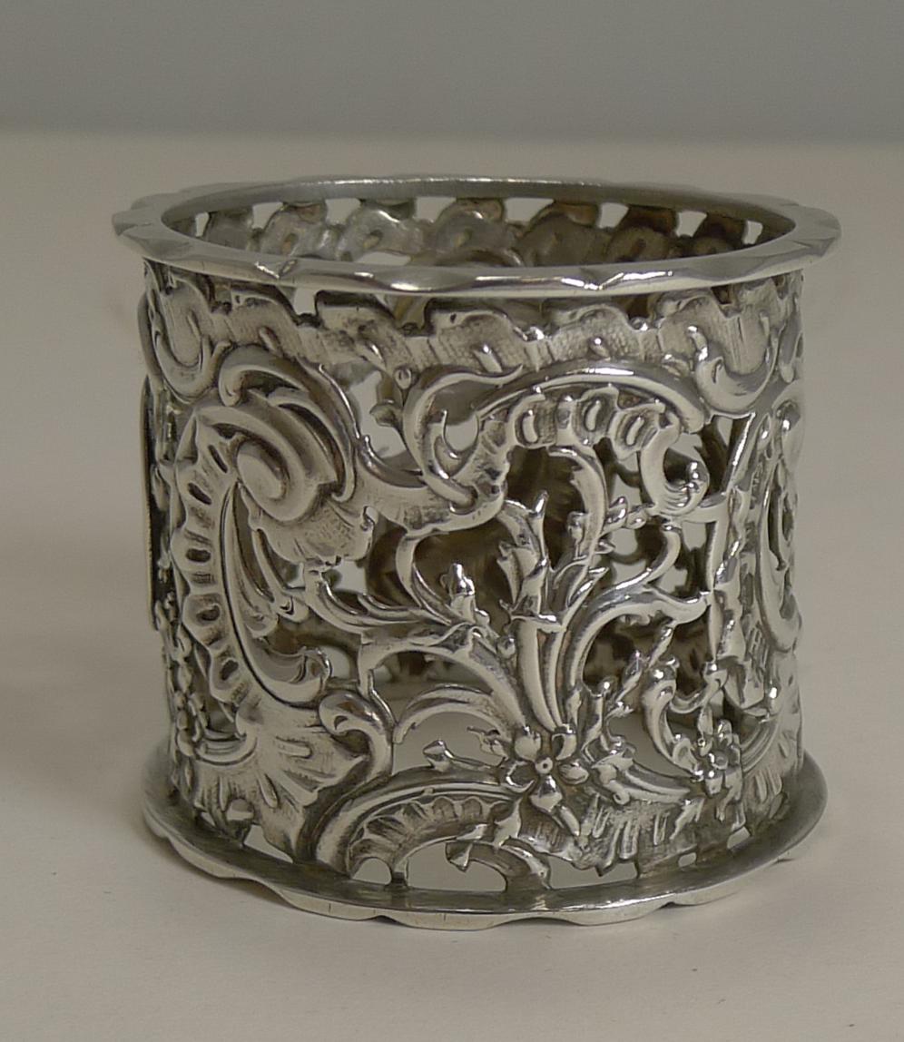 Heavy Antique English Sterling Silver Napkin Ring, 1895 (Englisch)