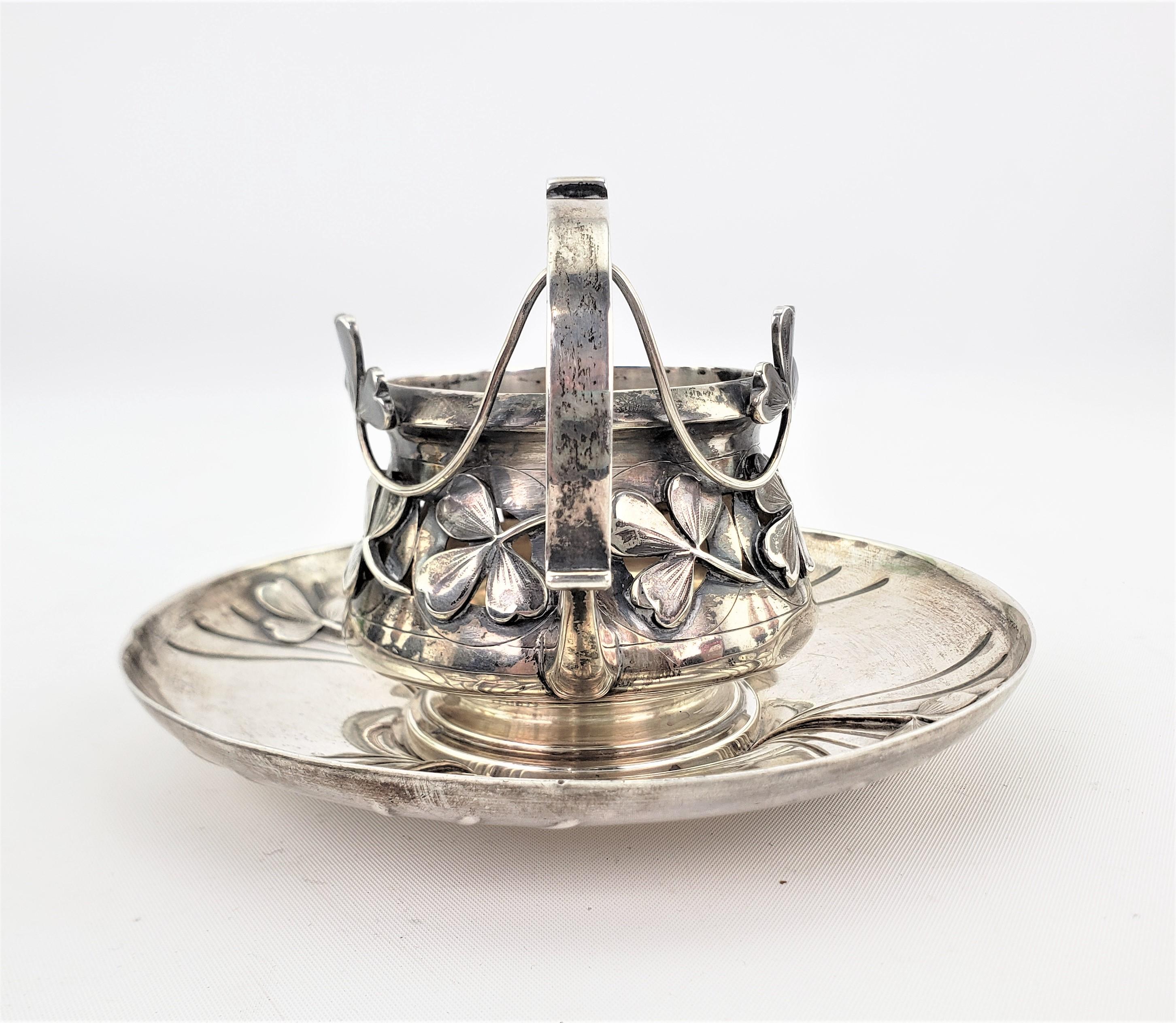 Heavy Antique French Art Nouveau Sterling Silver Cup & Saucer Set 'No Liner' 2