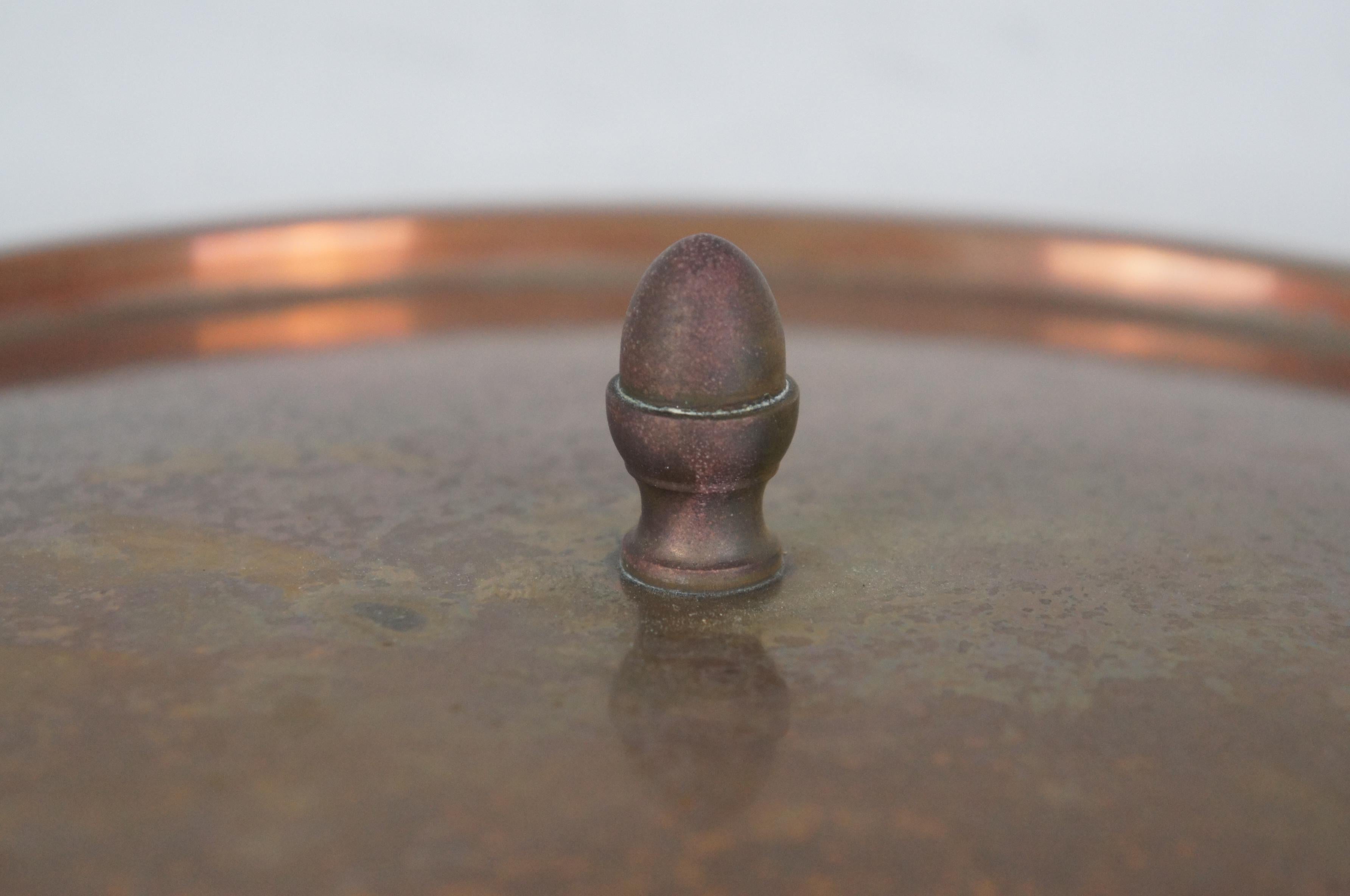 Heavy Antique French Copper Stock Pot Boiler Cauldron Acorn Lid Handles 16