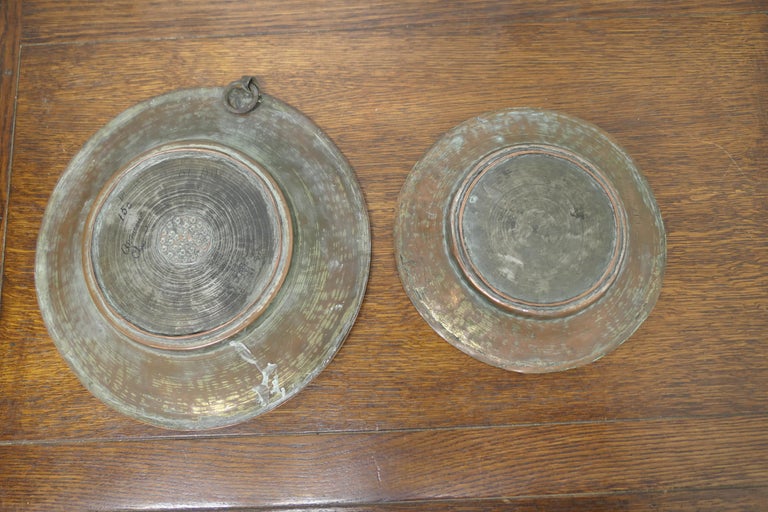 Heavy Antique Hand Made Copper Plates For Sale at 1stDibs