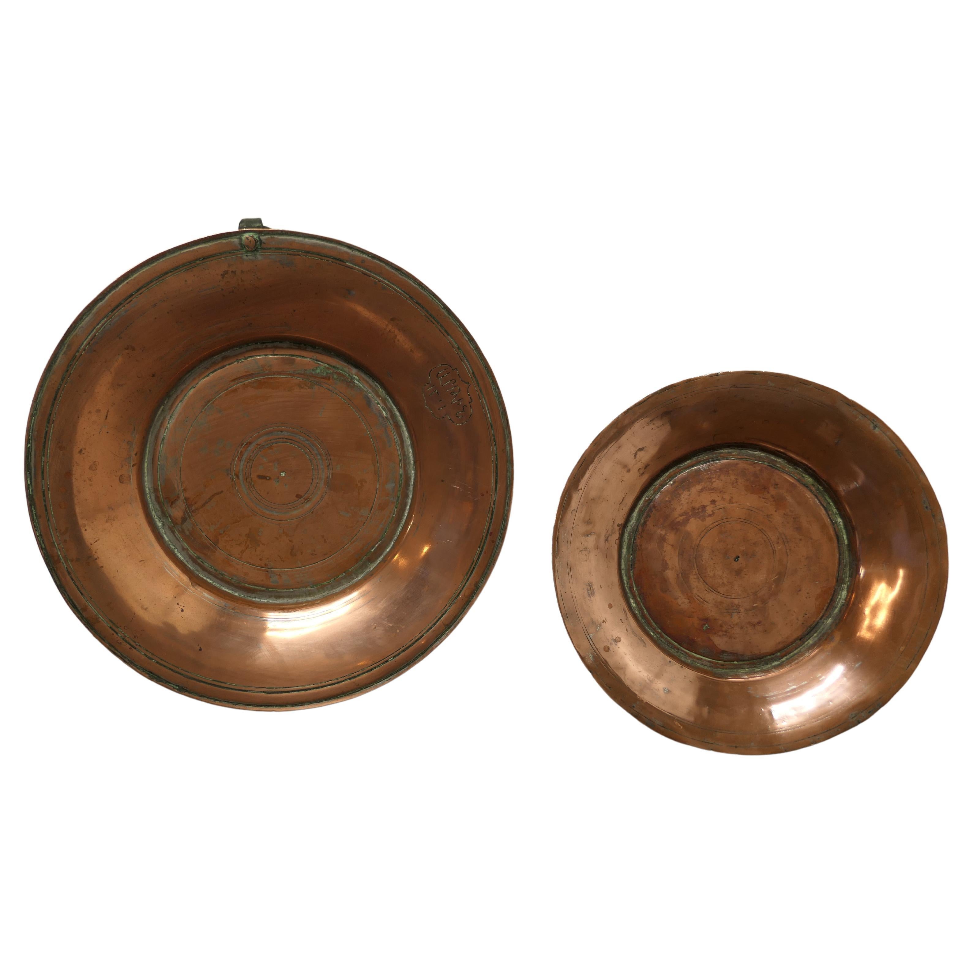 Heavy Antique Hand Made Copper Plates For Sale