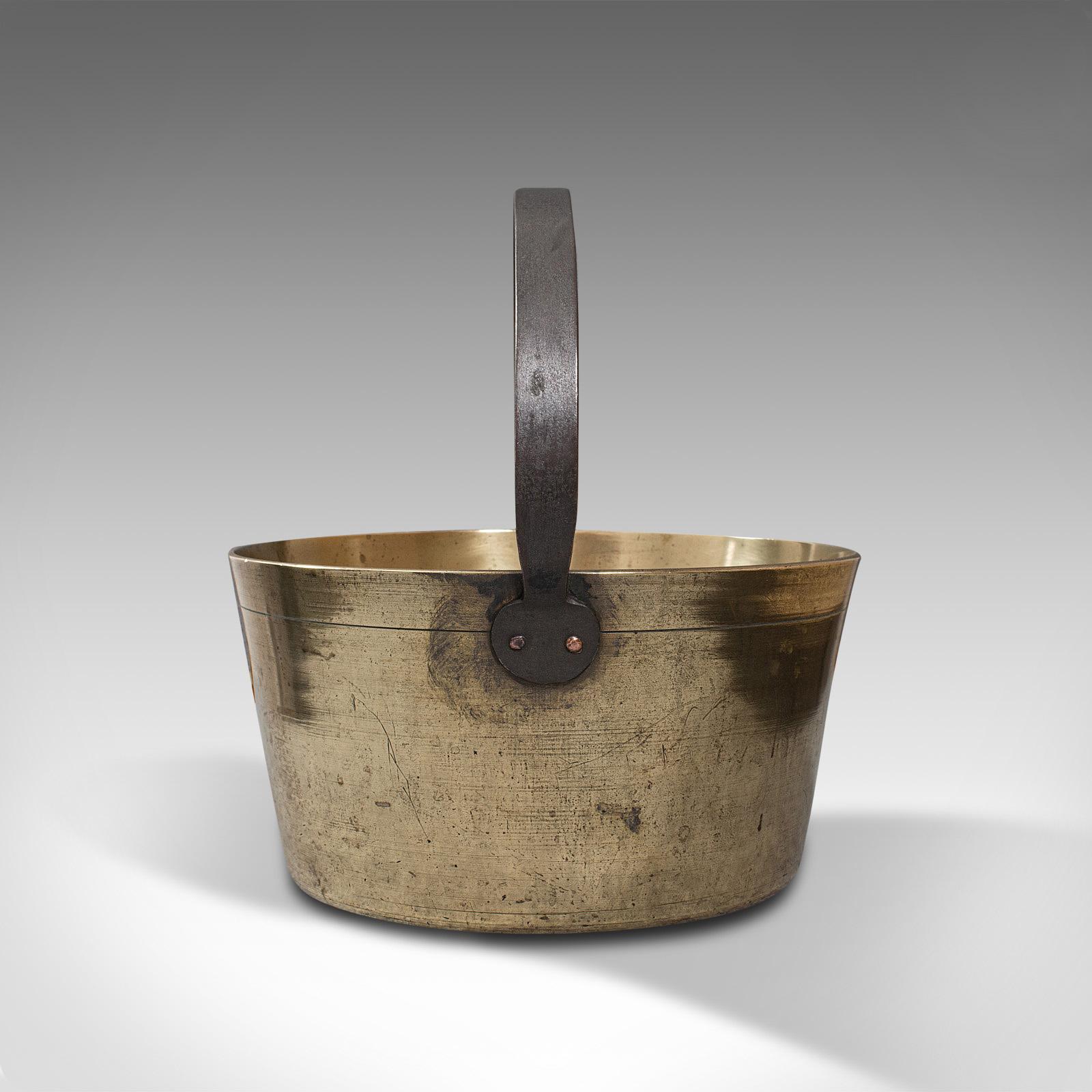 Schwere antike Jam Pan-Keramik, englisch, Messing, Preserve, Kochtopf, georgianisch, um 1800 (Britisch) im Angebot