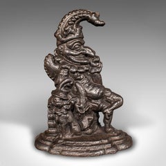 Heavy Antique Mr Punch Doorstop, English Figurative Door Keeper, Victorian, 1860
